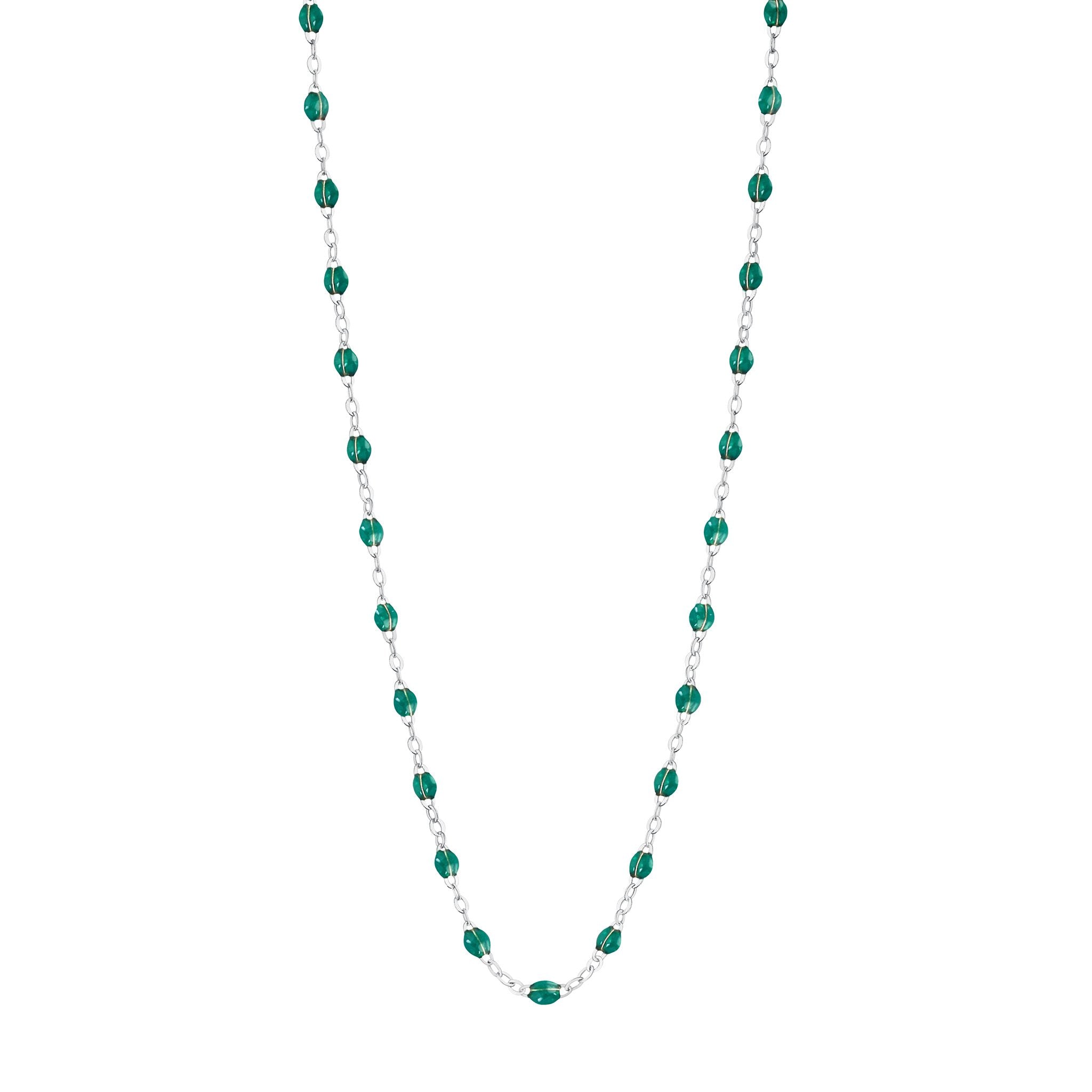 Collier émeraude Classique Gigi, or blanc, 42 cm