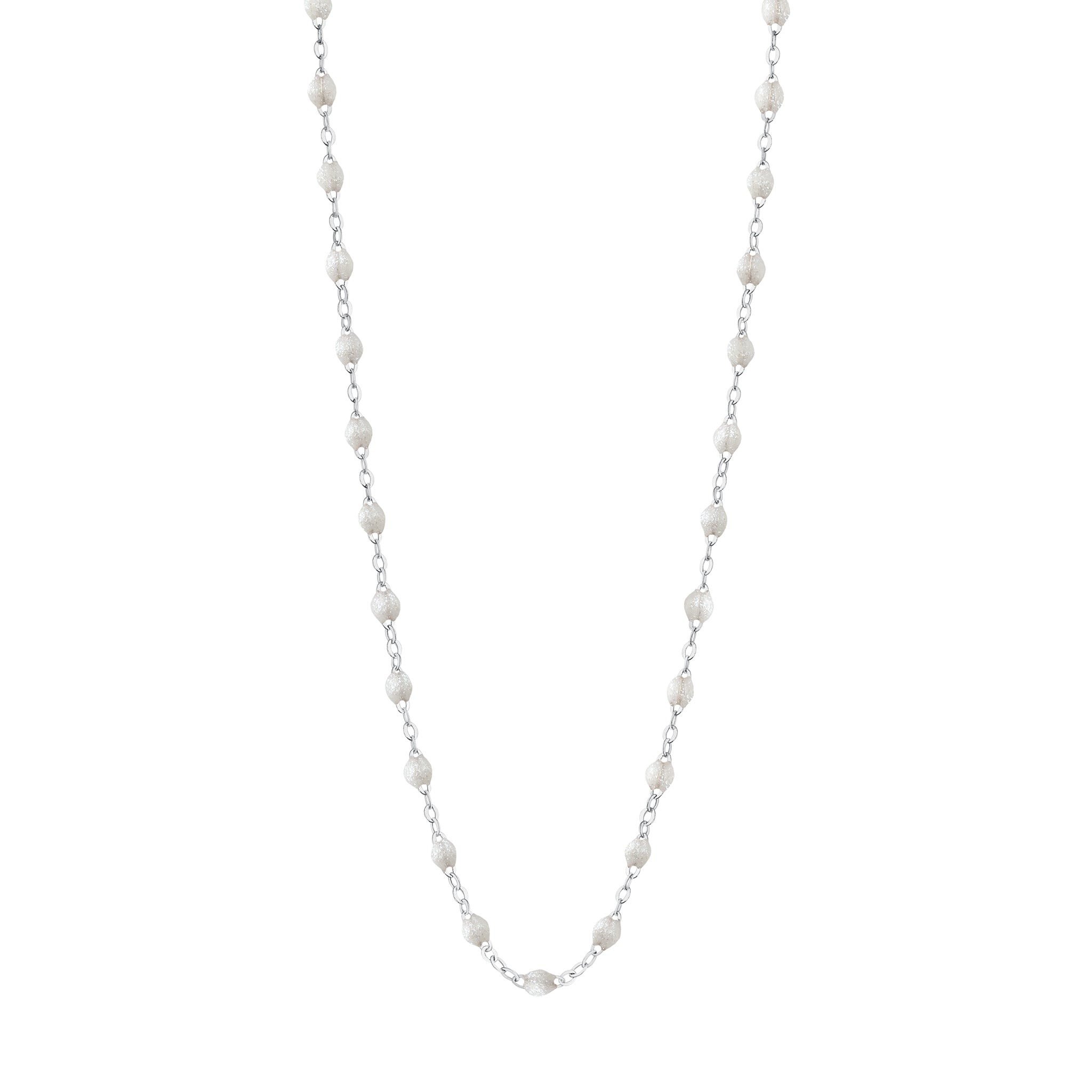 Collier opale Classique Gigi, or blanc, 42 cm