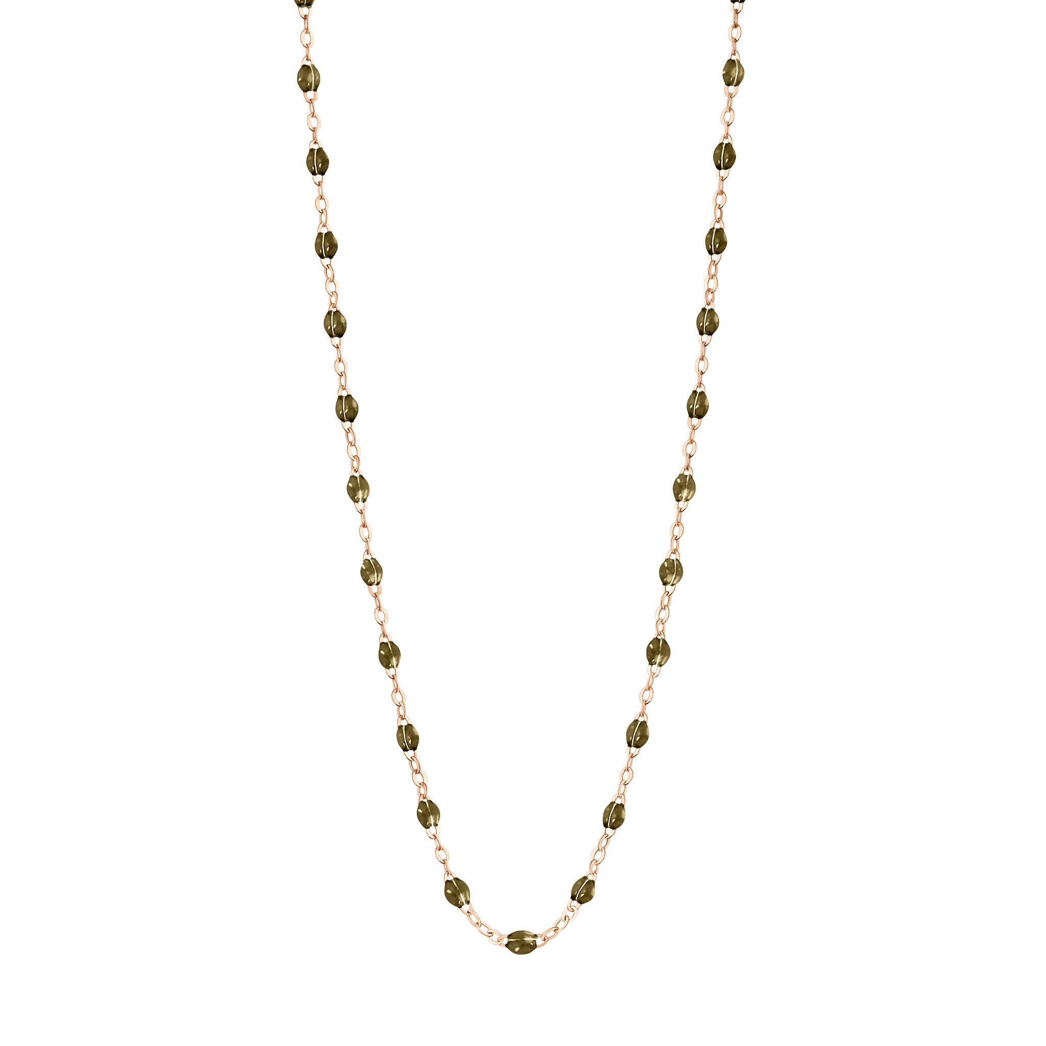 Collier kaki Classique Gigi, or rose, 42 cm