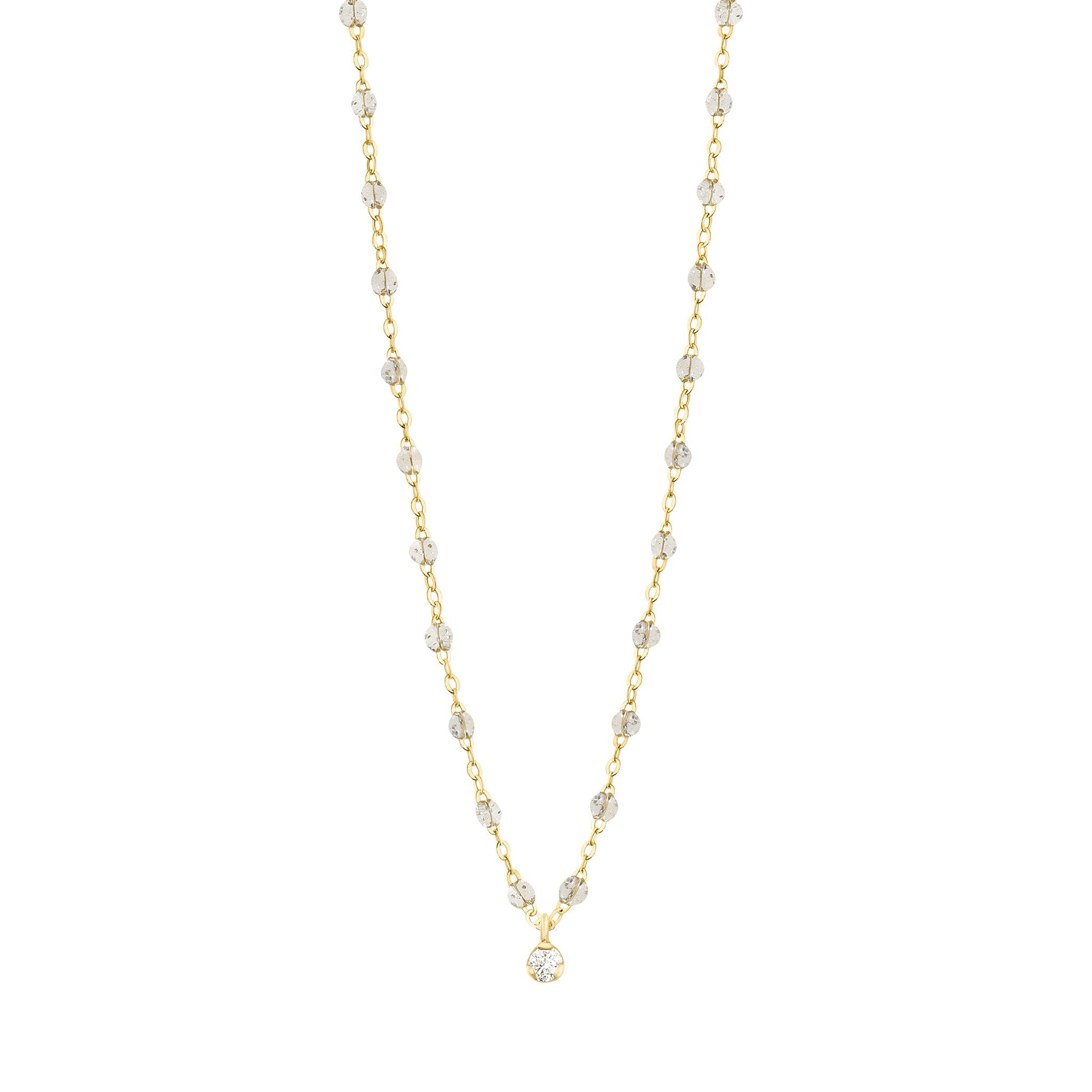 Collier sparkle Gigi Suprême, or jaune, 1 diamant, 42 cm