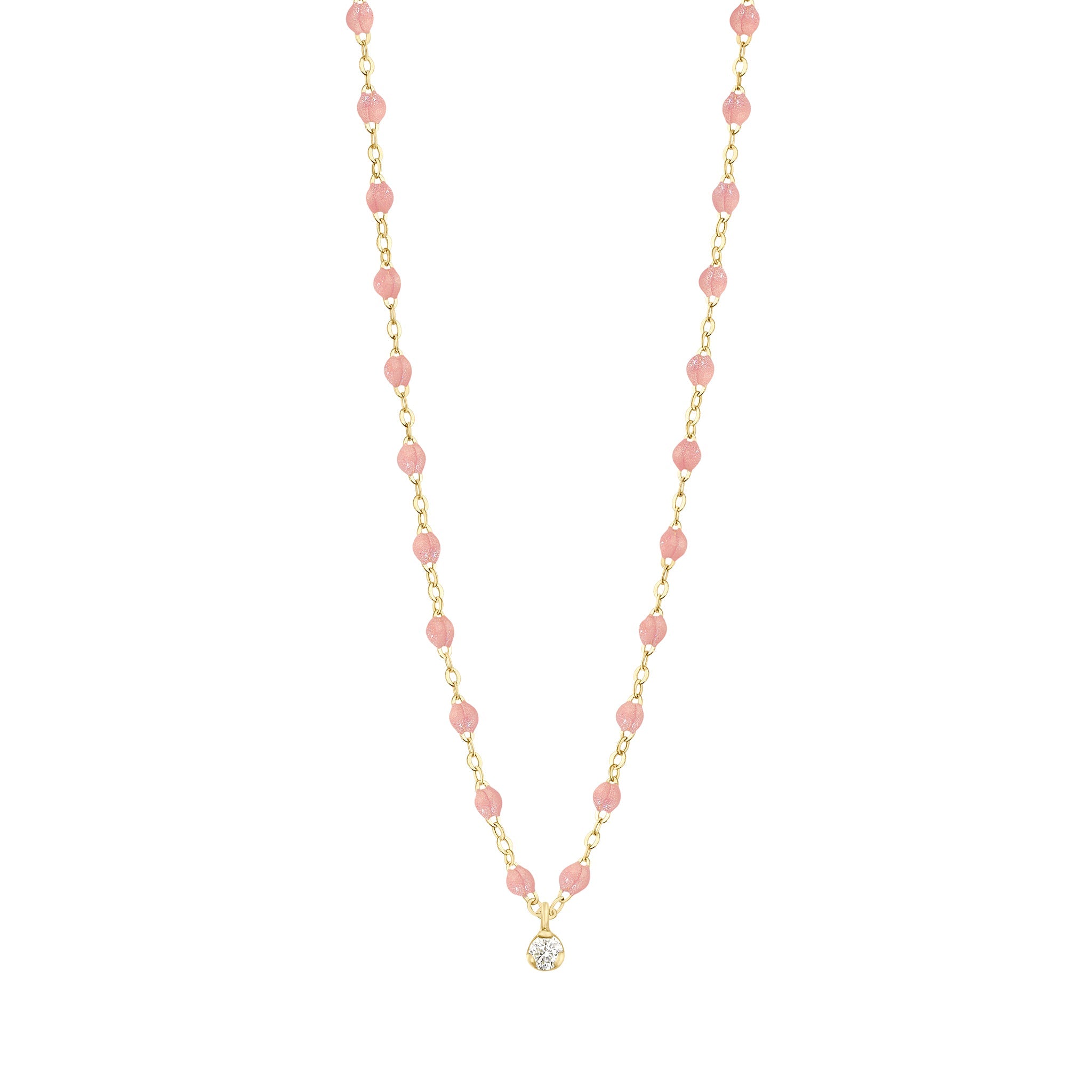 Collier blush Gigi Suprême, or jaune, 1 diamant, 42 cm