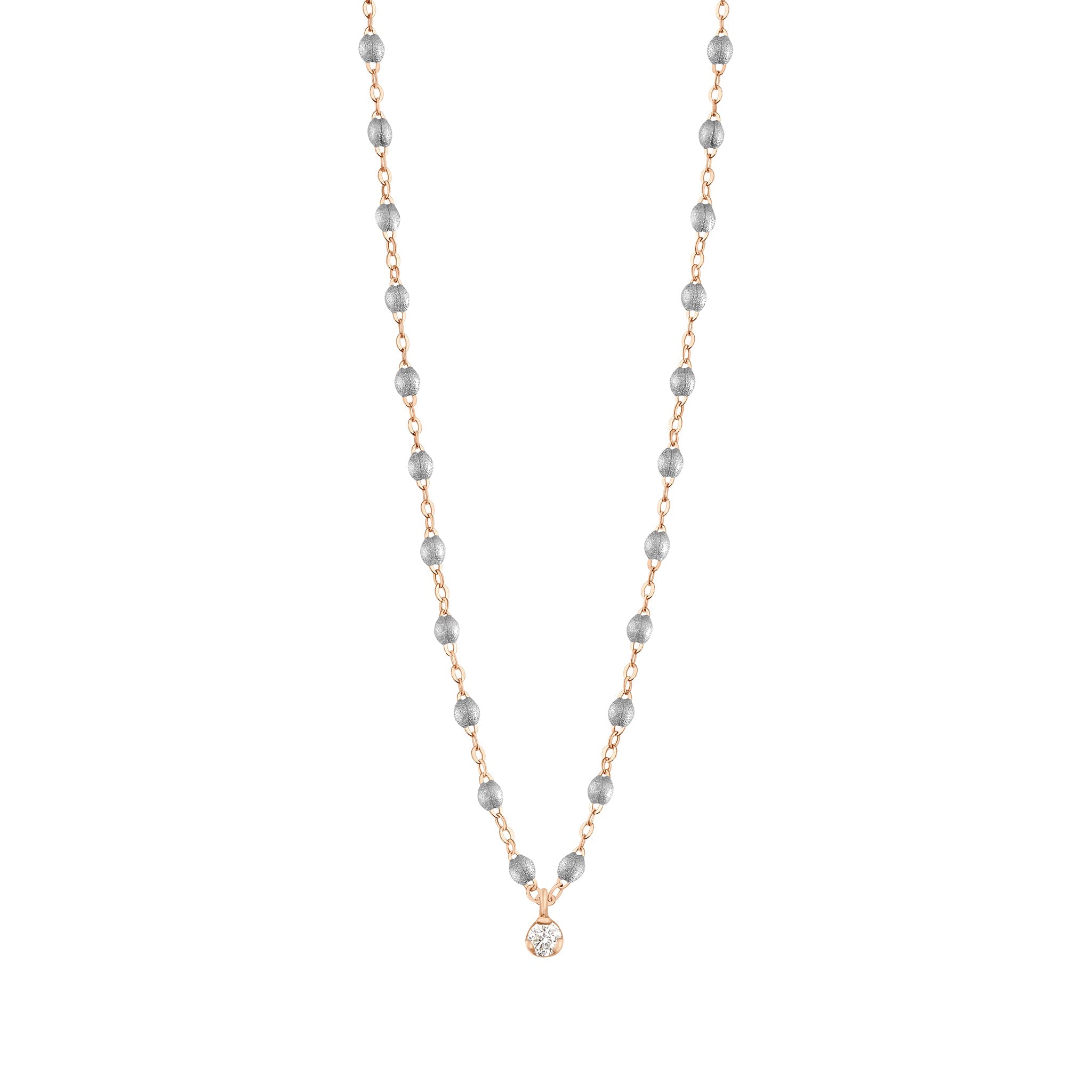 Collier argent Gigi Suprême, or rose, 1 diamant, 42 cm