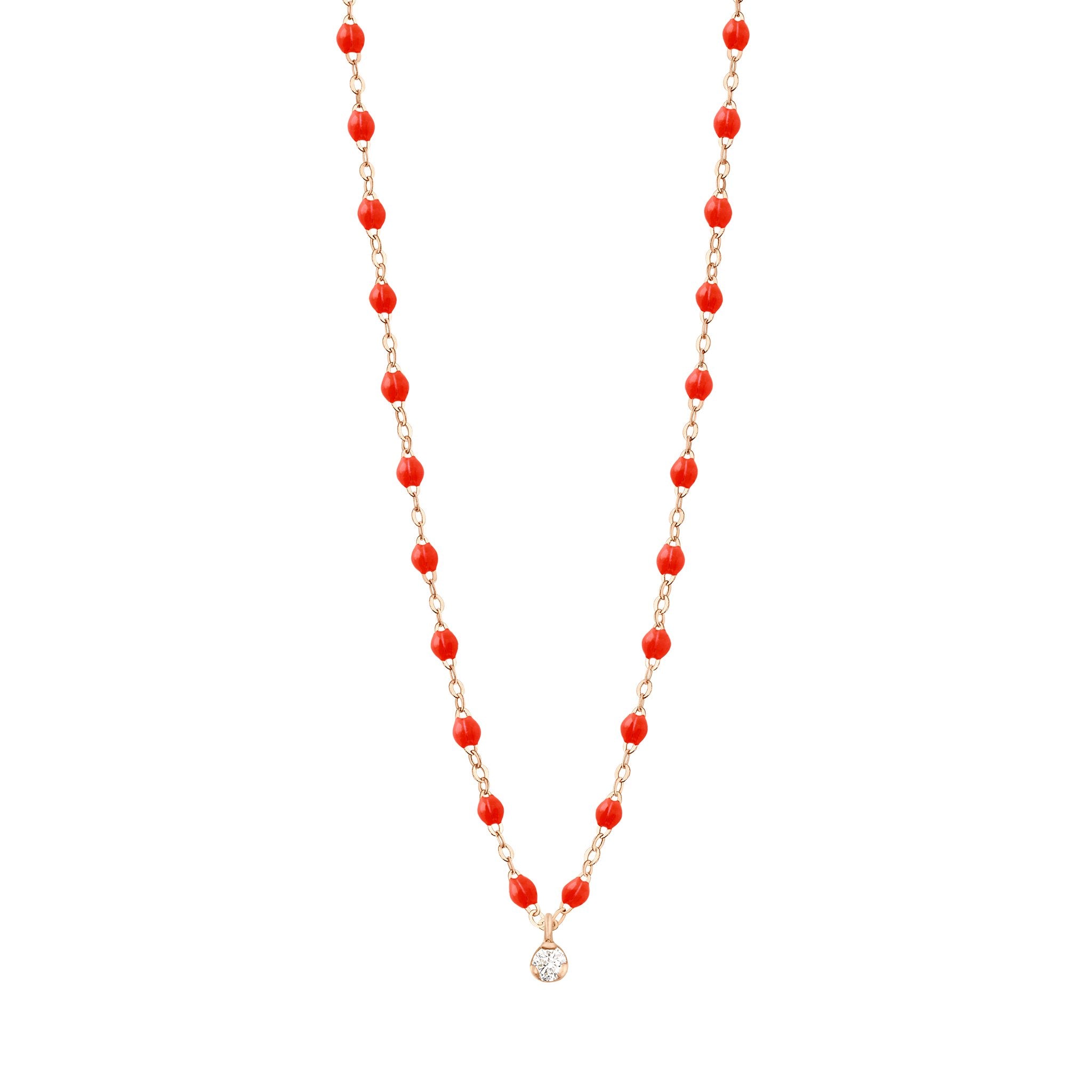 Collier corail Gigi Suprême, or rose, 1 diamant, 42 cm