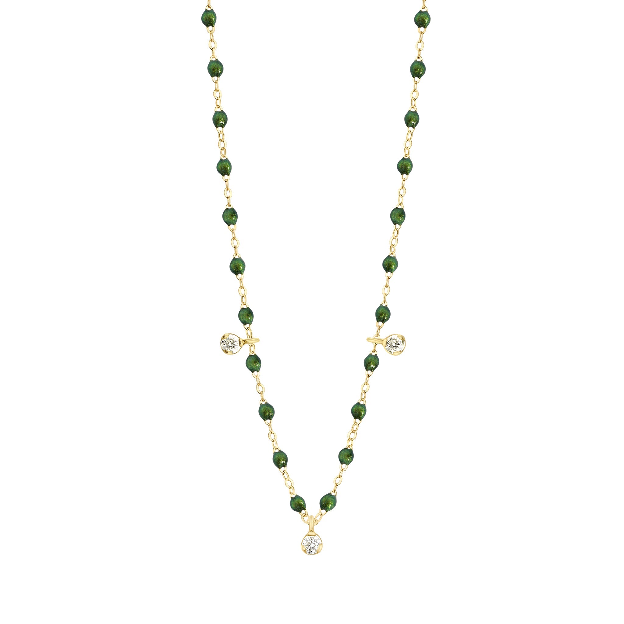 Collier scarabée Gigi Suprême, or jaune, 3 diamants, 45 cm