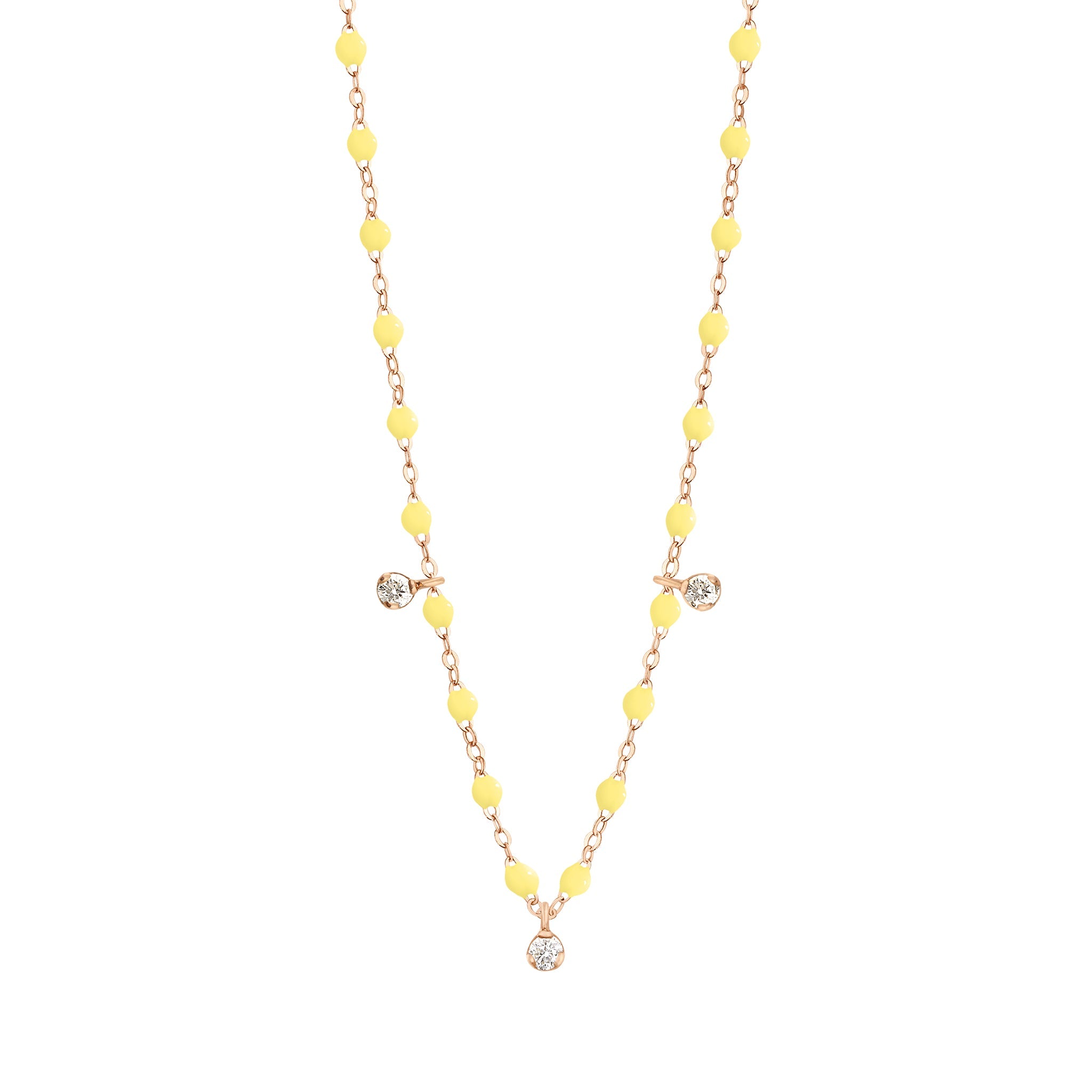 Collier mimosa Gigi Suprême, or rose, 3 diamants, 45 cm