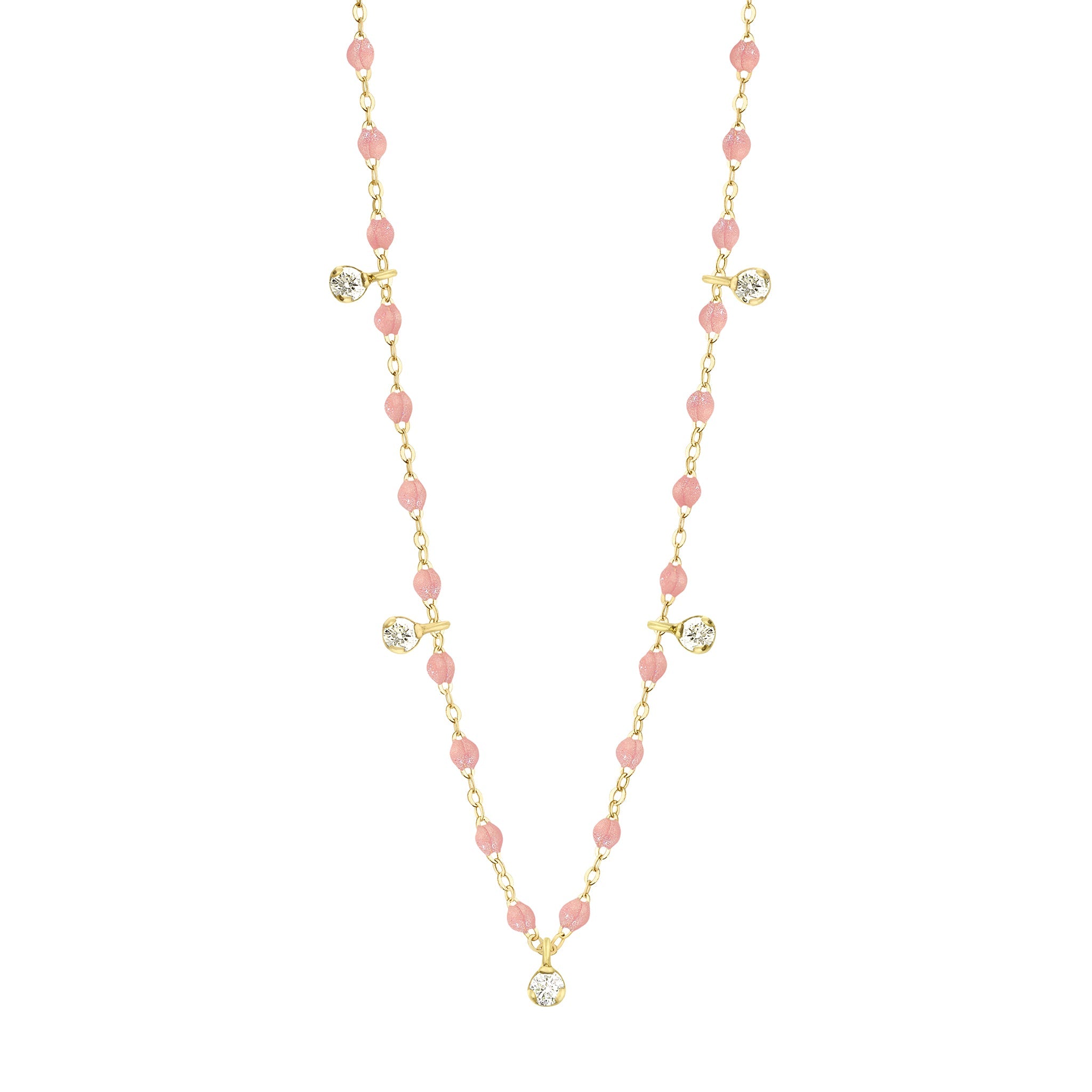 Collier blush Gigi Suprême, or jaune, 5 diamants, 45 cm