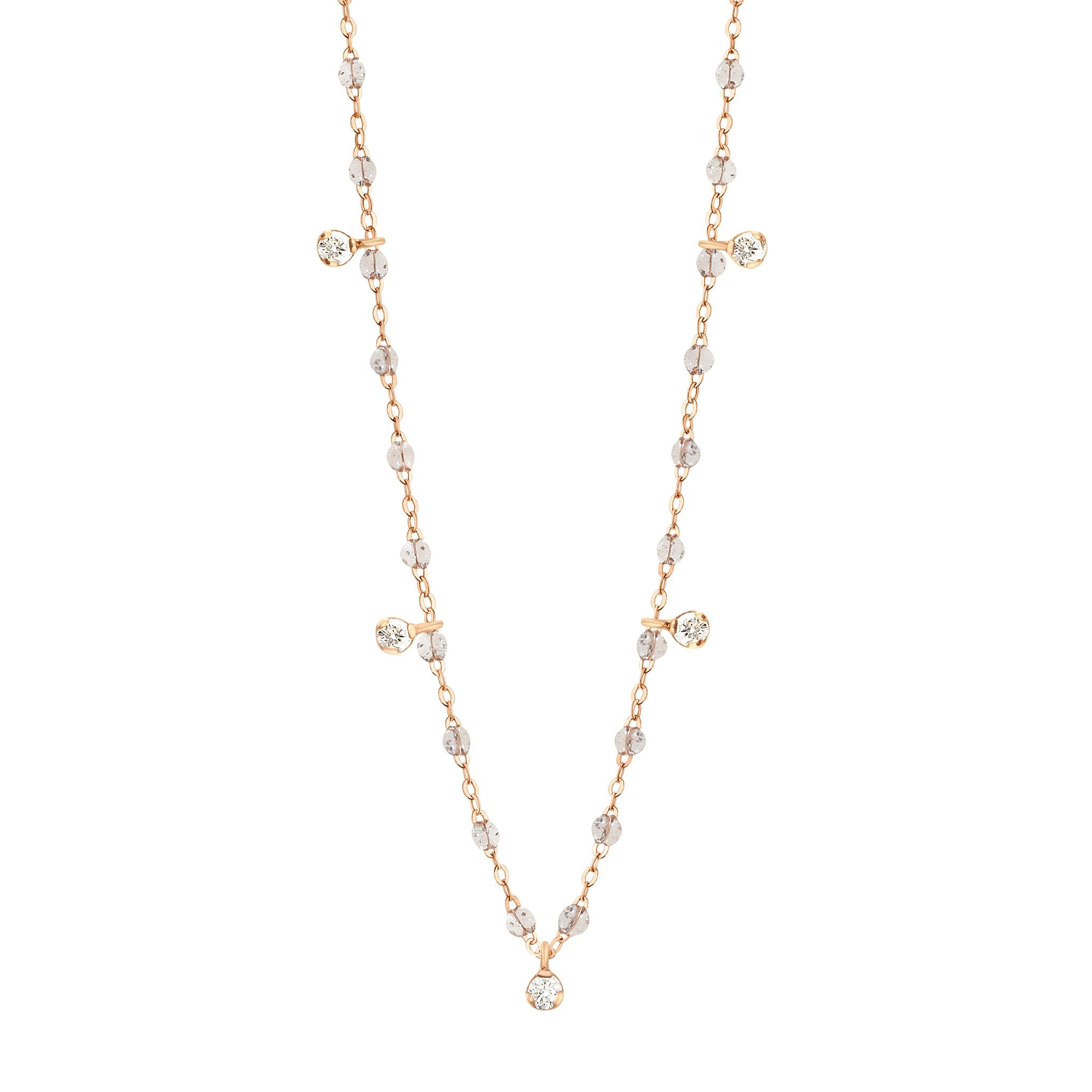 Collier sparkle Gigi Suprême, or rose, 5 diamants, 45 cm