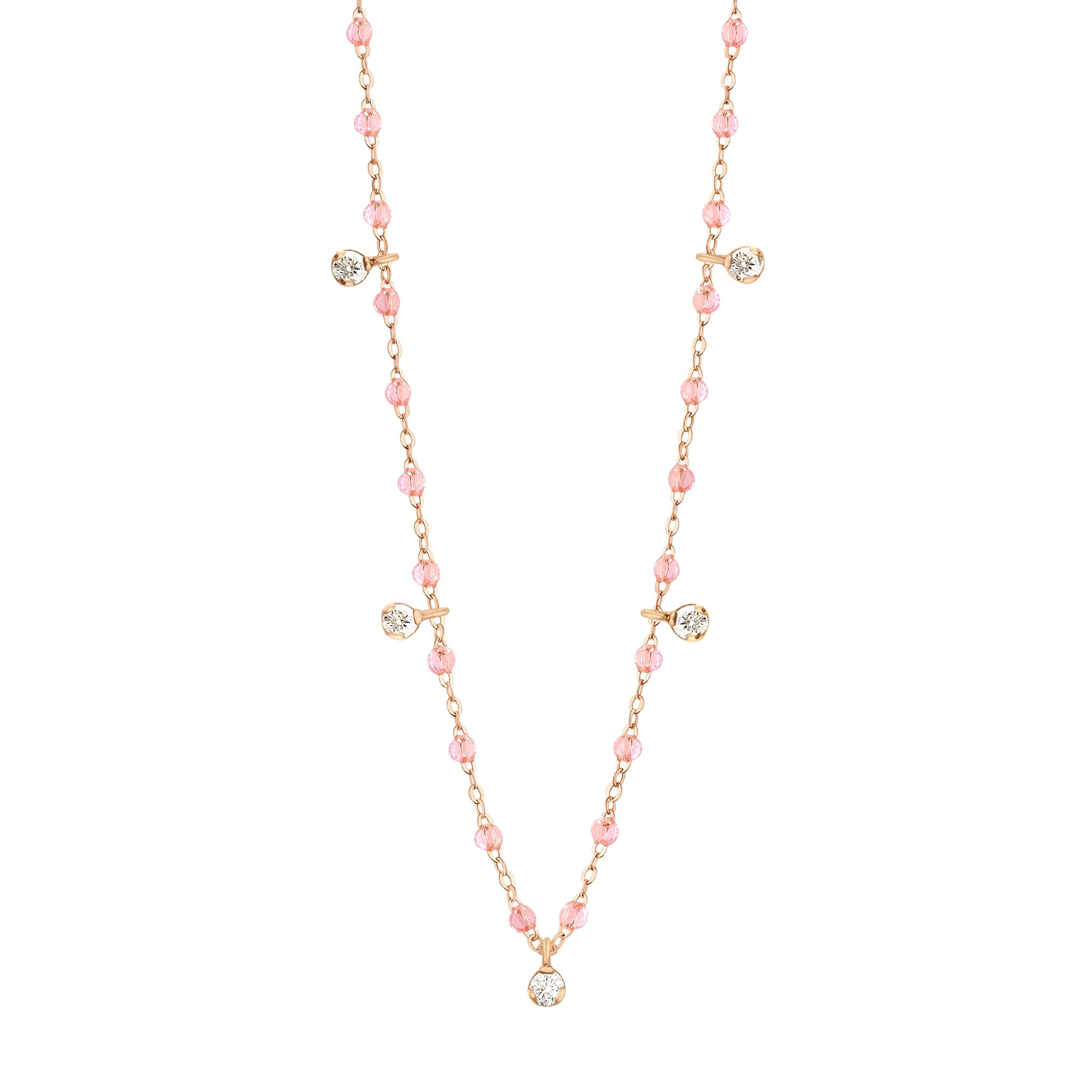 Collier rosée Gigi Suprême, or rose, 5 diamants, 45 cm