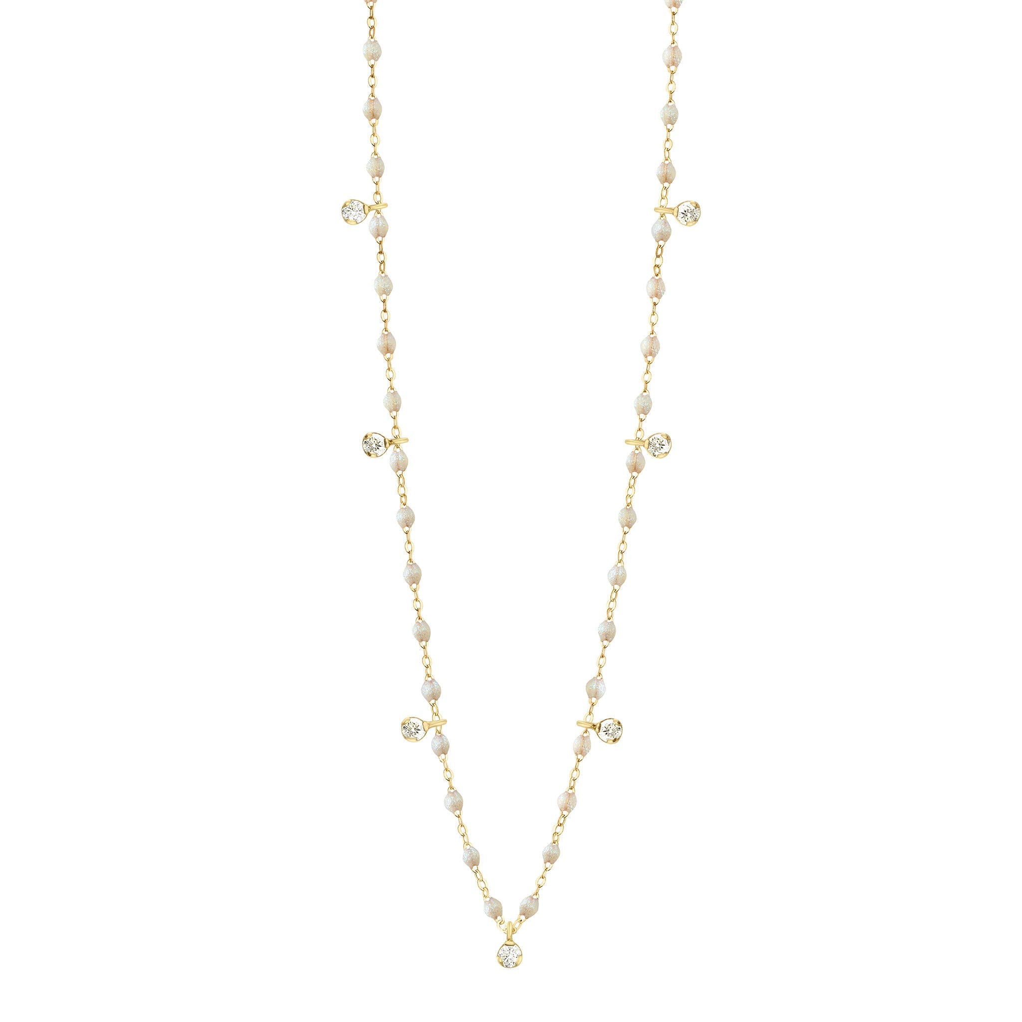 Collier opale Gigi Suprême, or jaune, 7 diamants, 50 cm