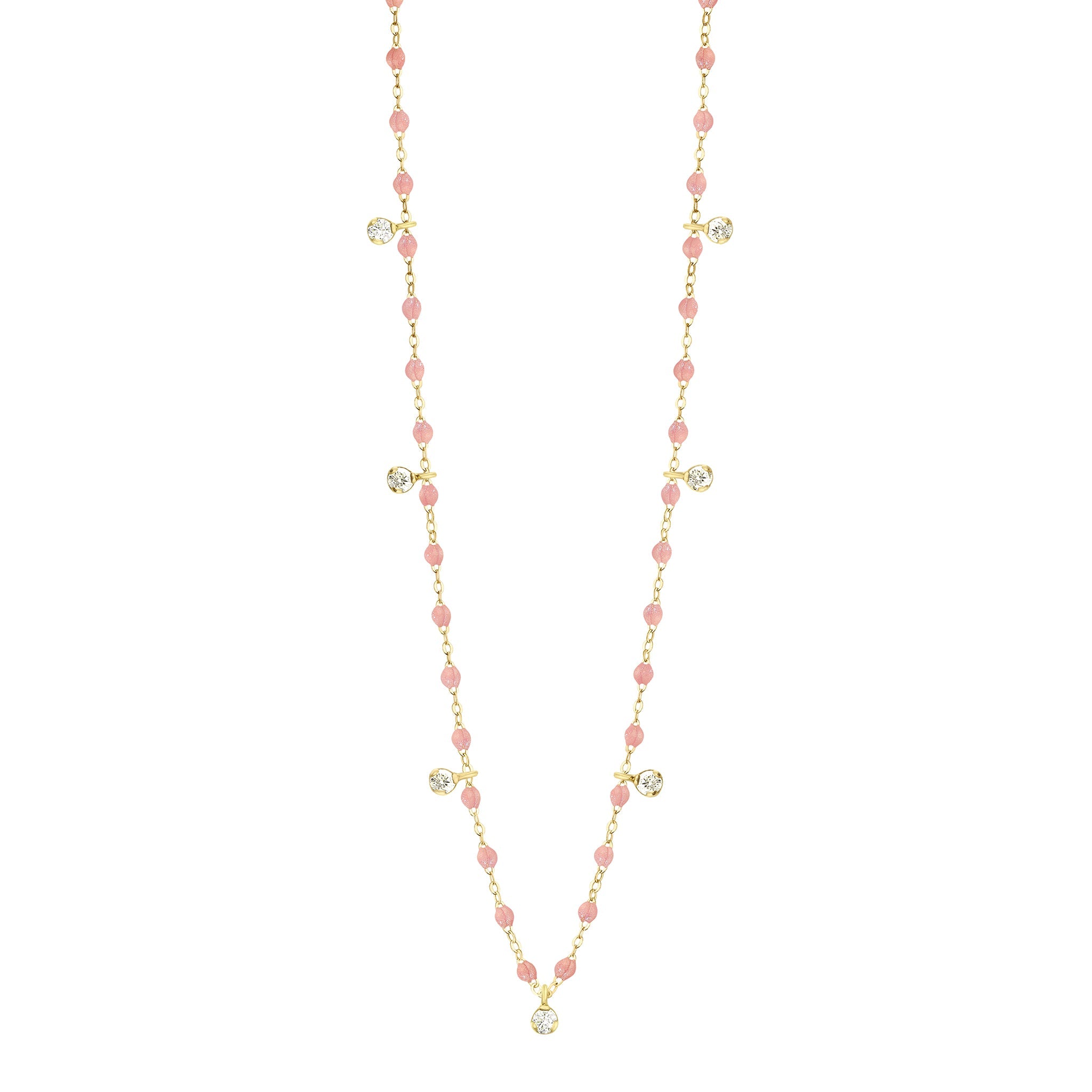 Collier blush Gigi Suprême, or jaune, 7 diamants, 50 cm