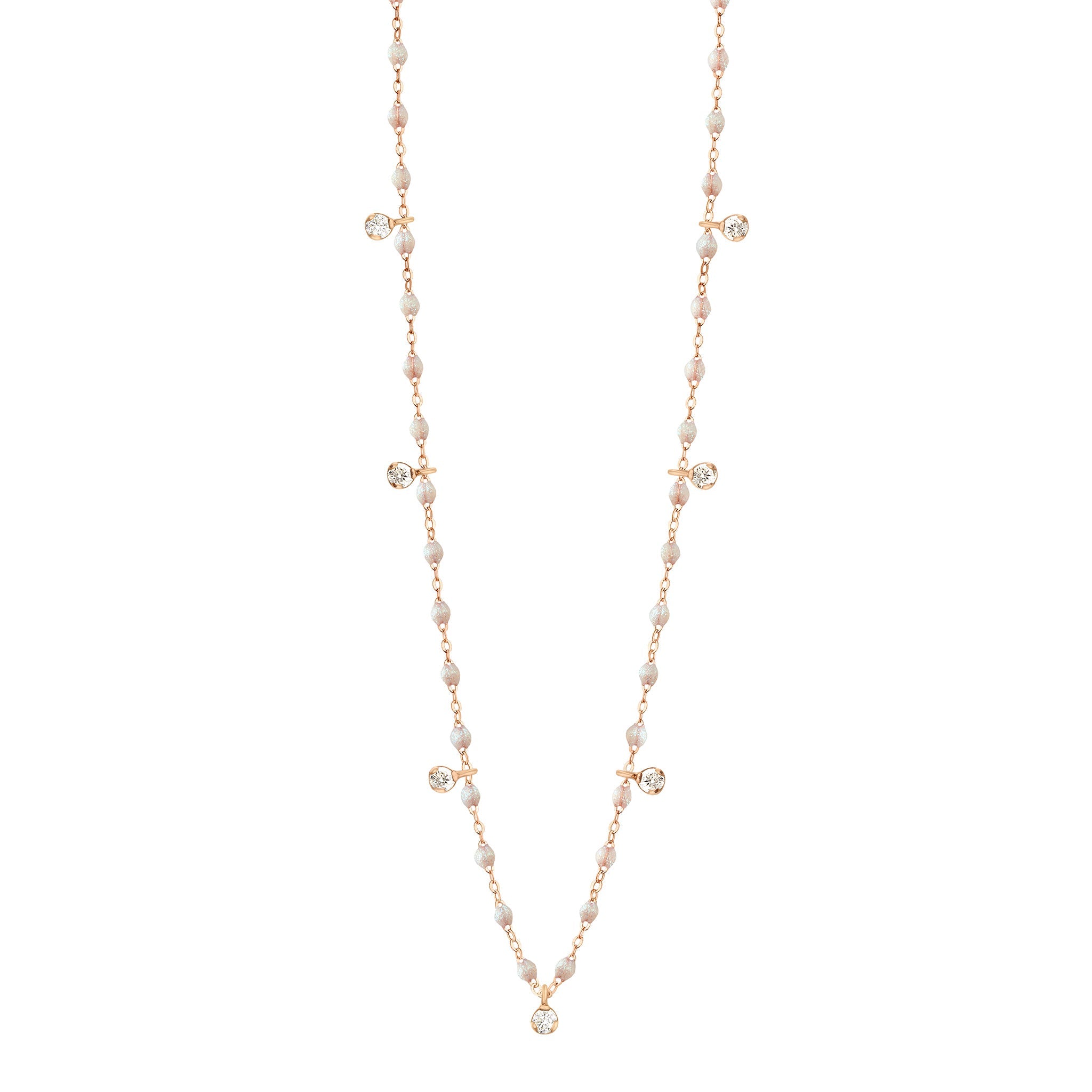 Collier opale Gigi Suprême, or rose, 7 diamants, 50 cm