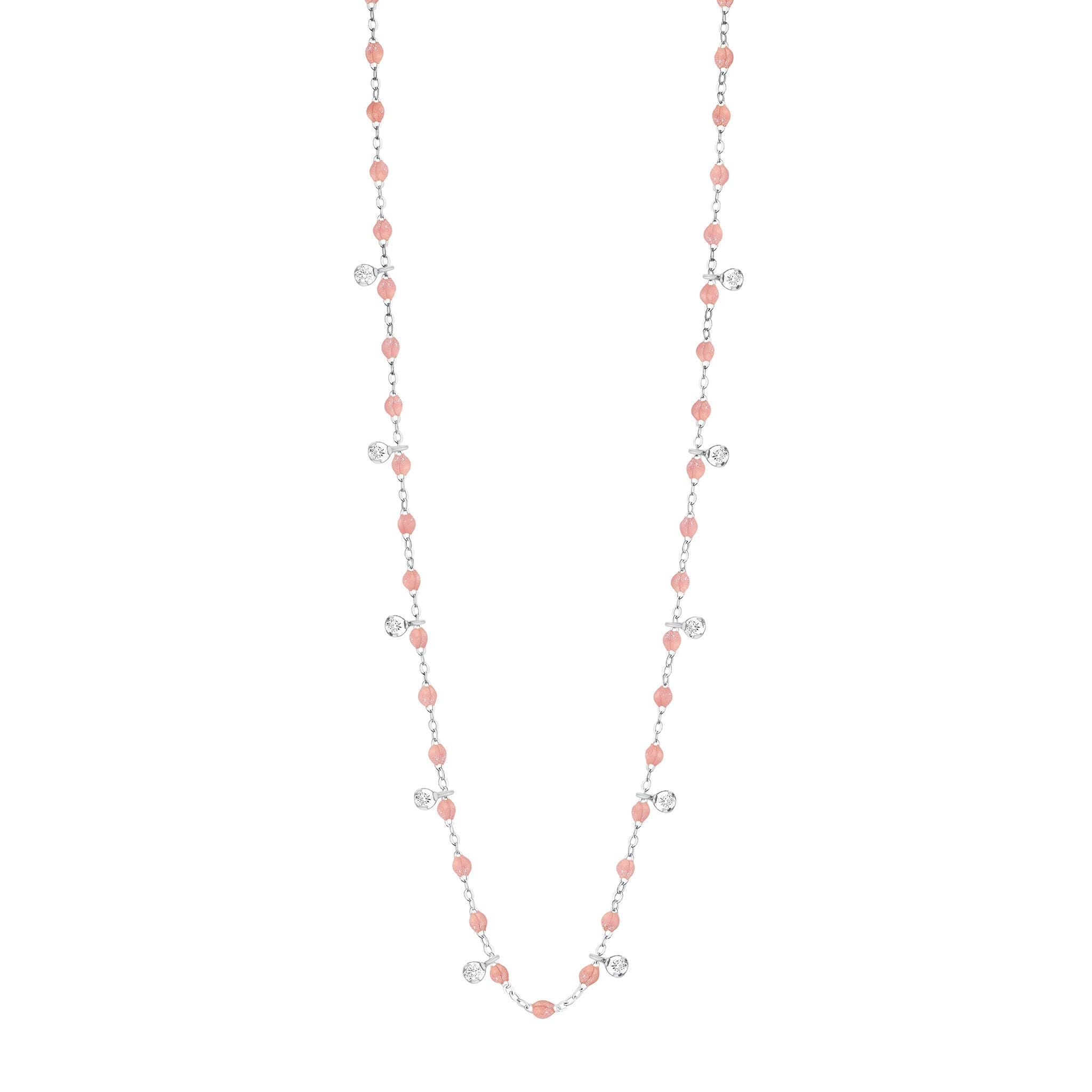 Collier blush Gigi Suprême, or blanc, 10 diamants, 60 cm