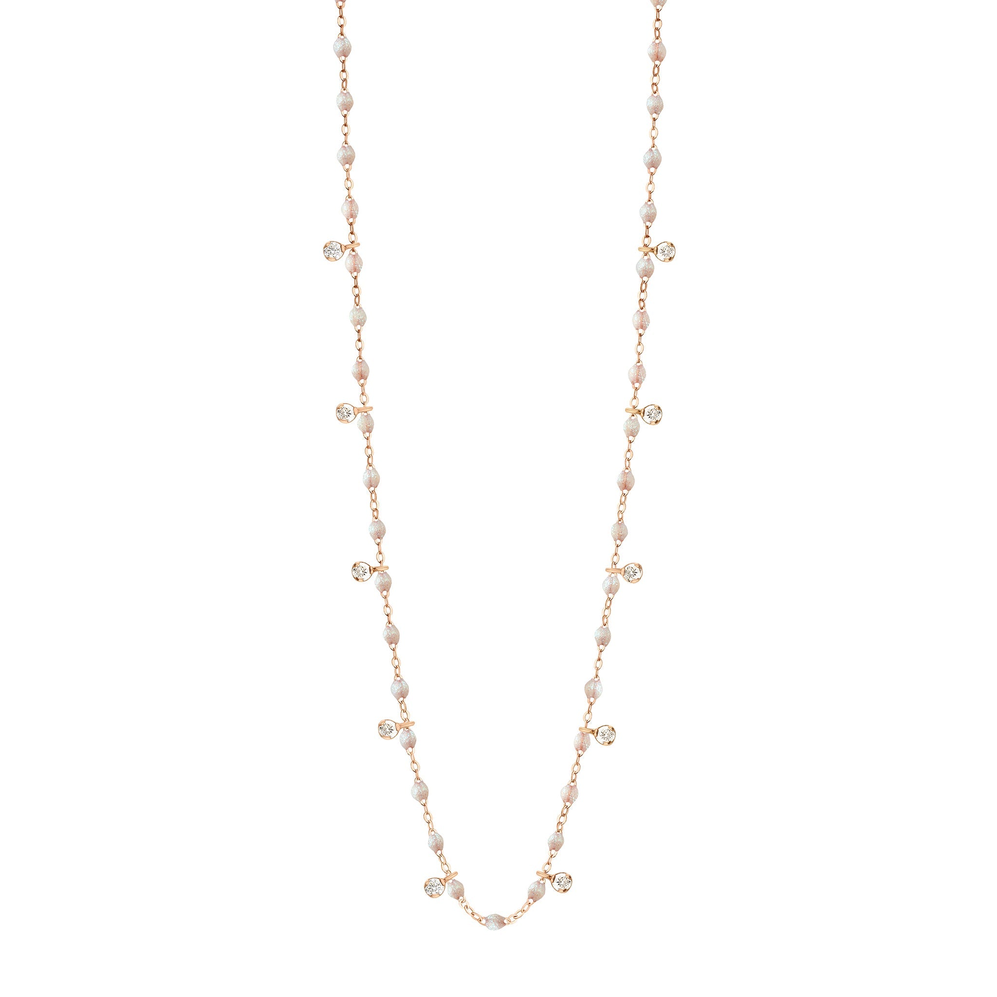 Collier opale Gigi Suprême, or rose, 10 diamants, 60 cm