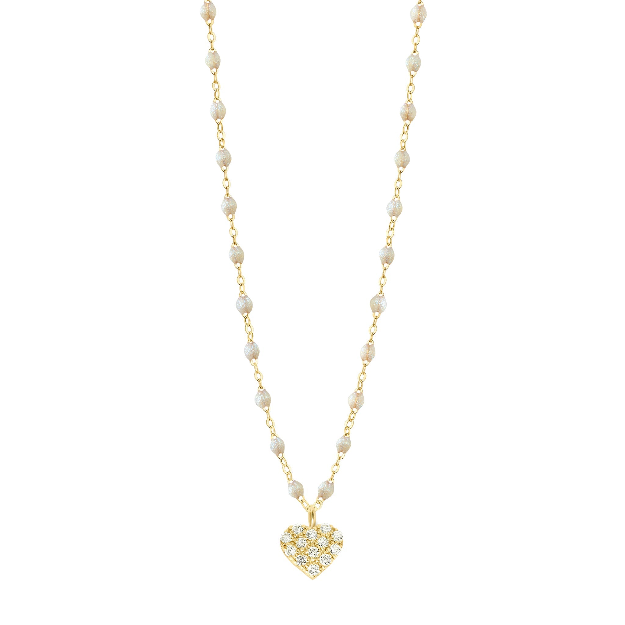 Collier opale In Love, diamants, or jaune, 42 cm