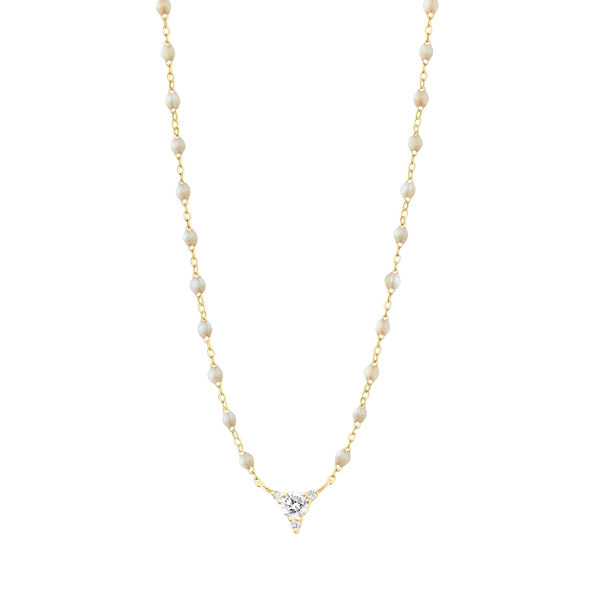 Collier opale Kosmos, diamants, or jaune, 42 cm