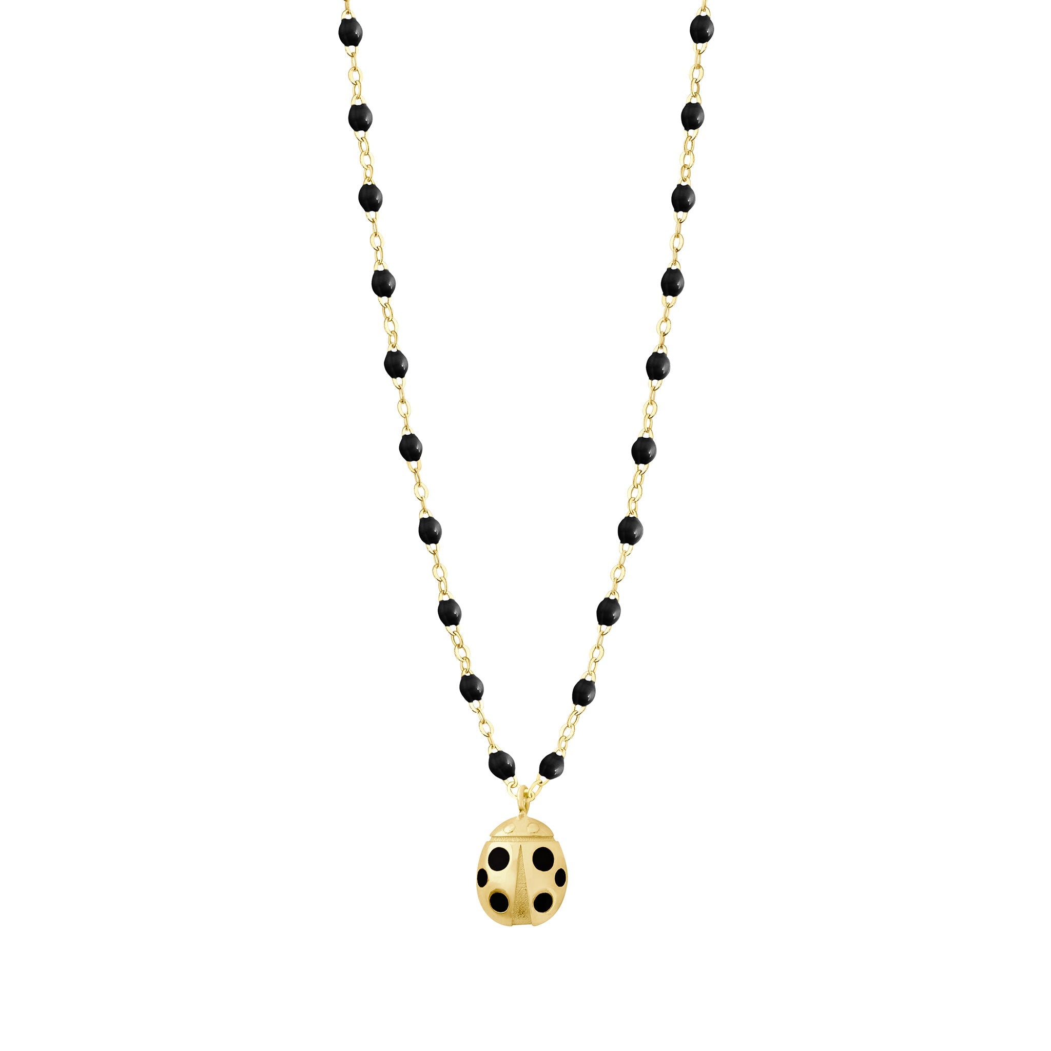 Collier noir Ladybug, or jaune, 42cm