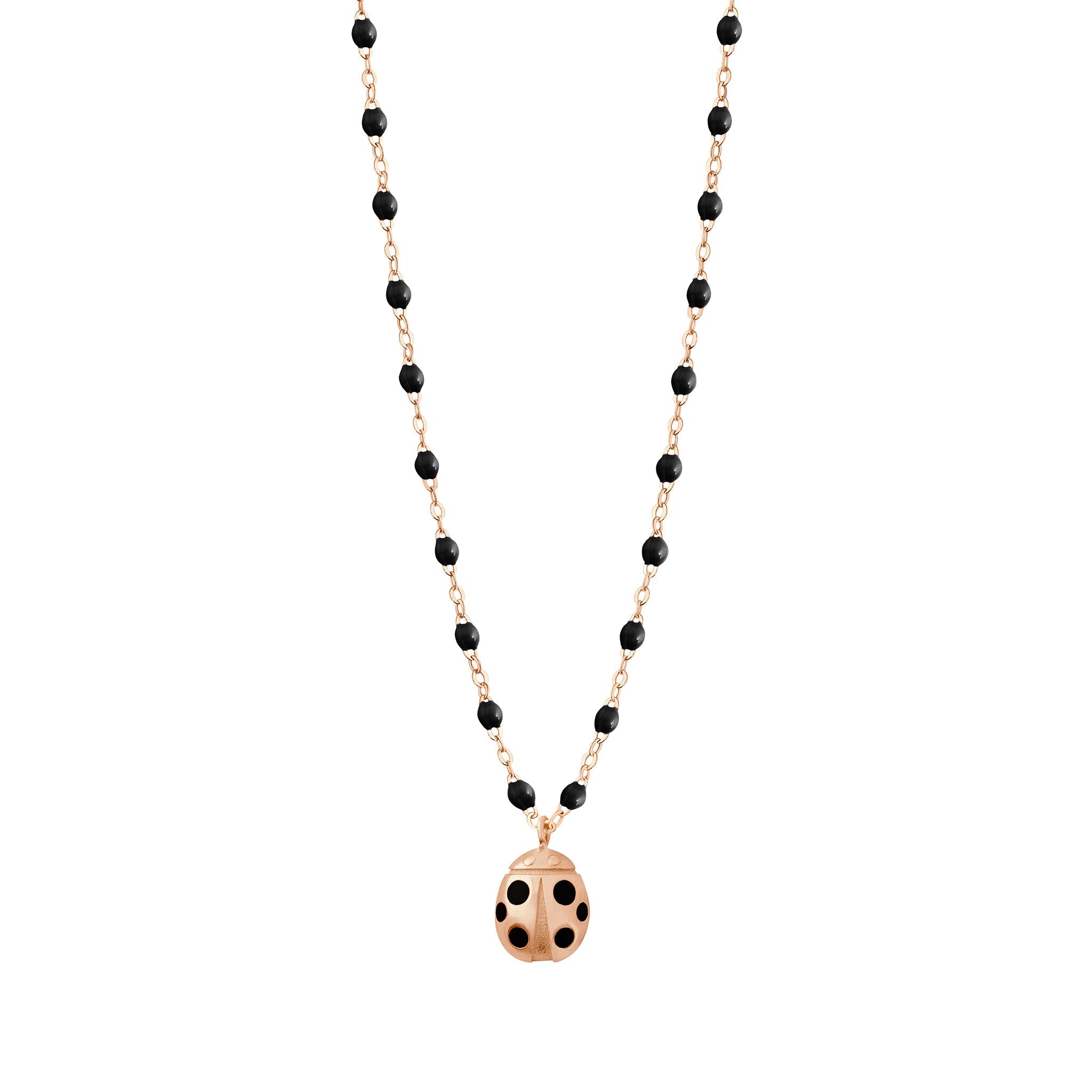 Collier noir Ladybug, or rose, 42cm