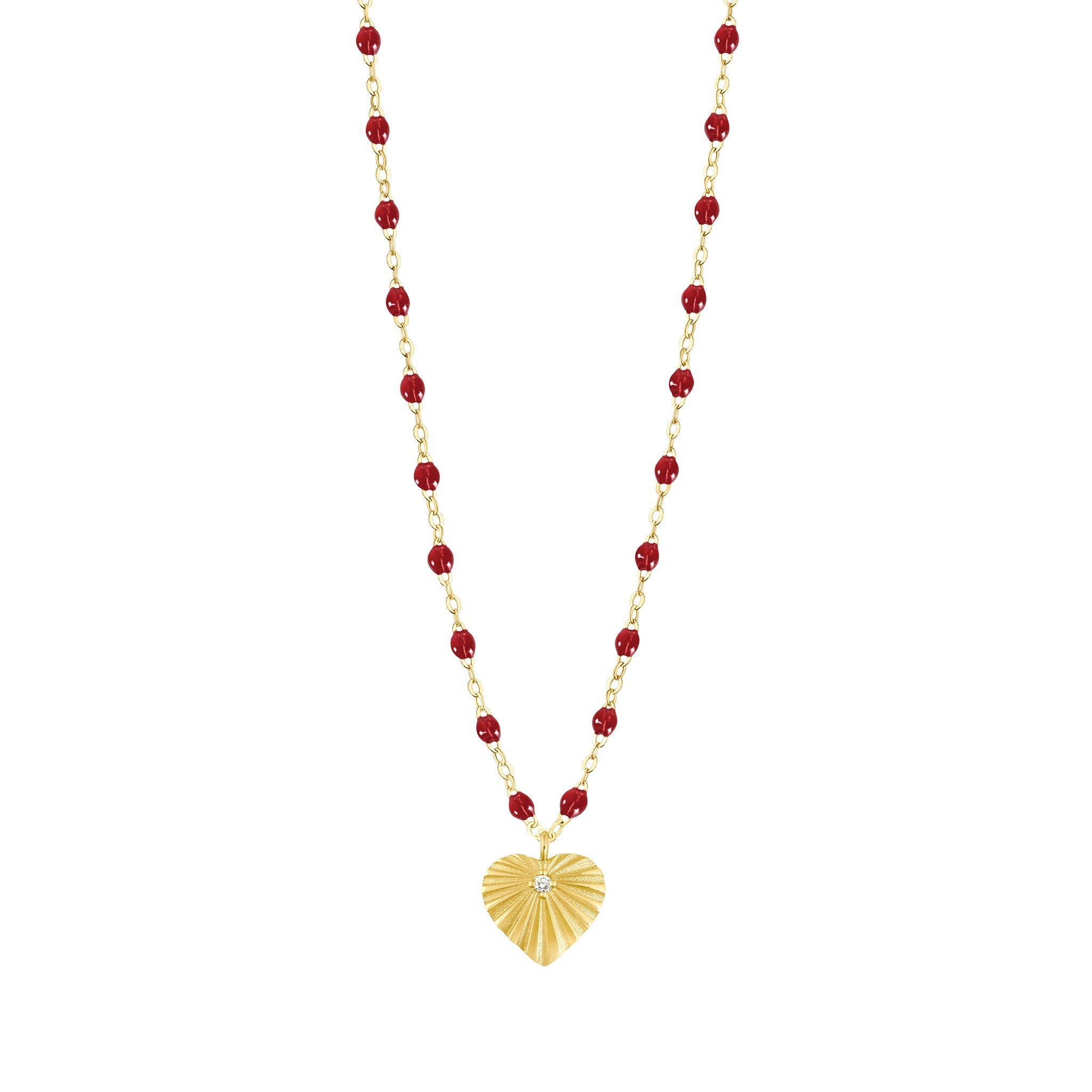 Collier rouge Cœur Lumière, diamant, or jaune, 42 cm