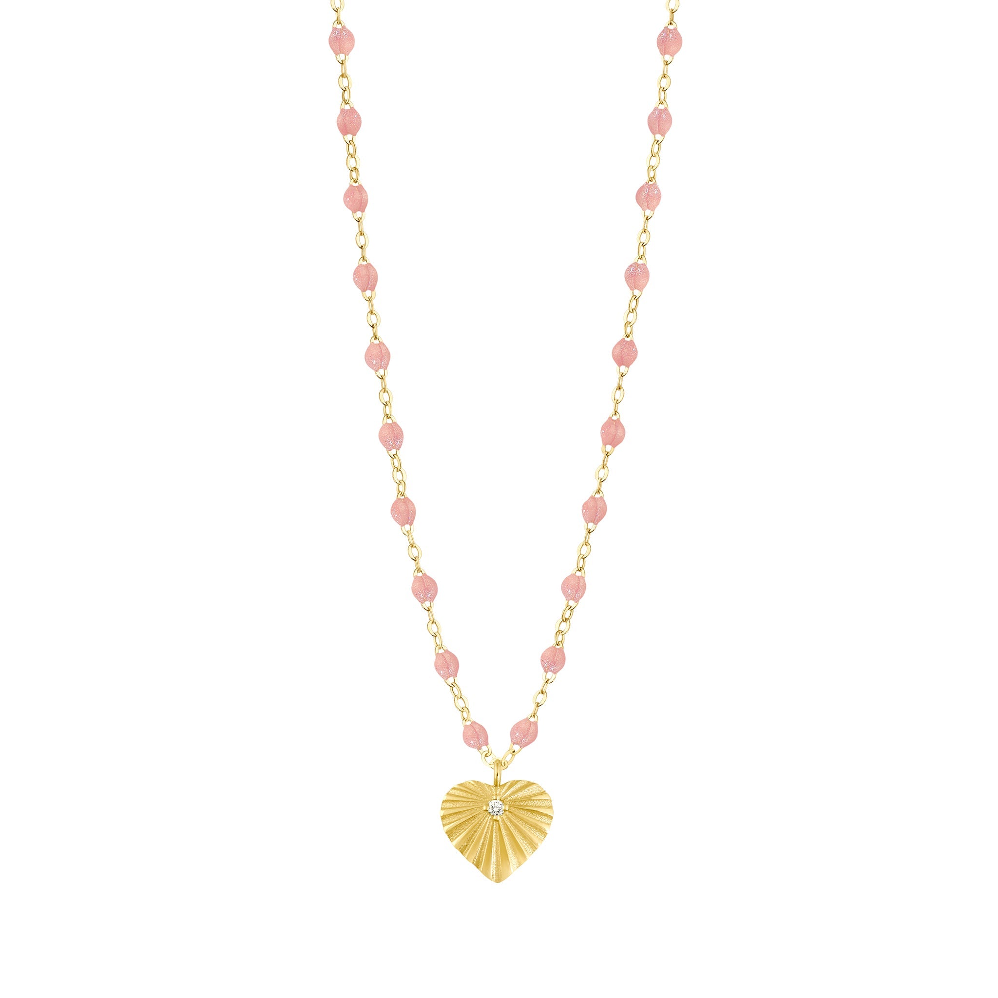 Collier blush Cœur Lumière, diamant, or jaune, 42 cm