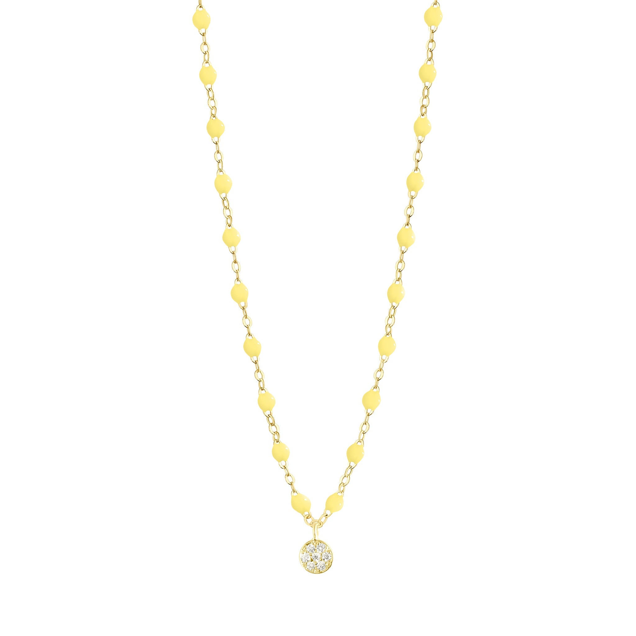 Collier mimosa Puce, diamants, or jaune, 42 cm