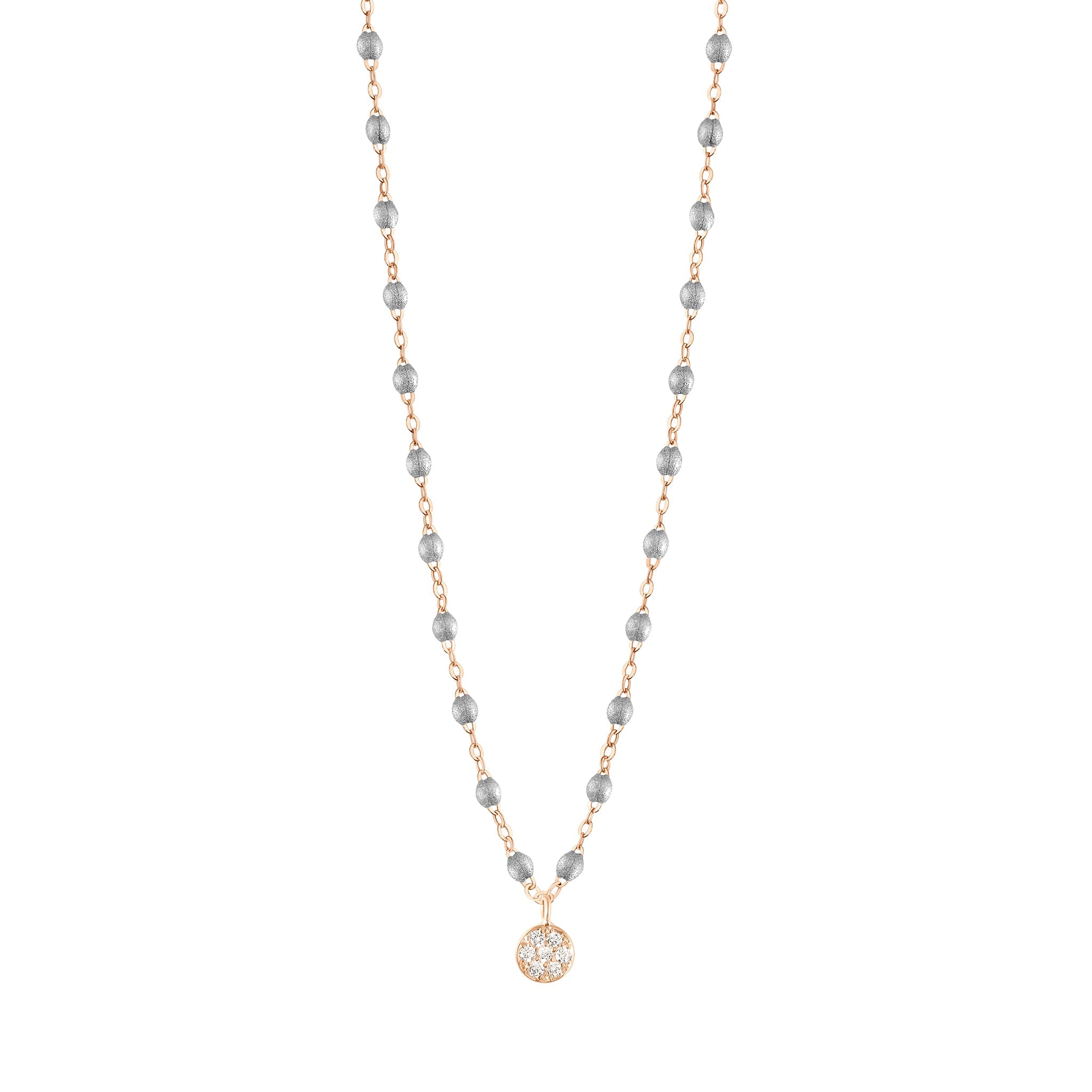 Collier argent Puce, Diamants, or rose, 42 cm