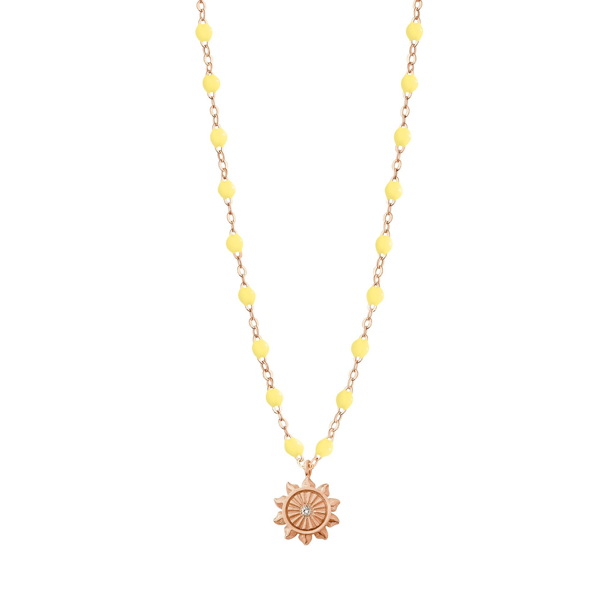 Collier mimosa Lucky Sun, diamant, or rose, 42 cm