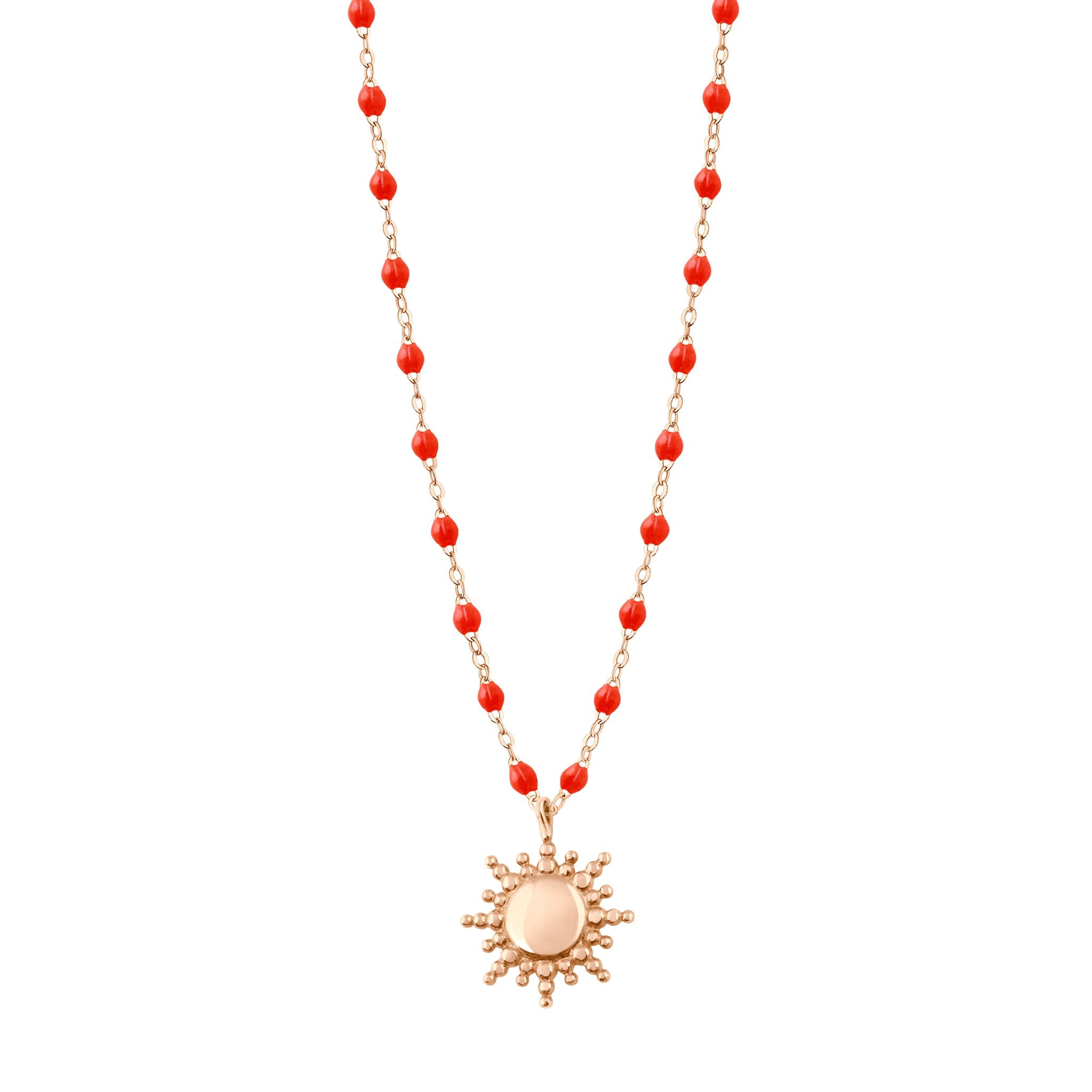 Collier Soleil corail, or rose, 42 cm