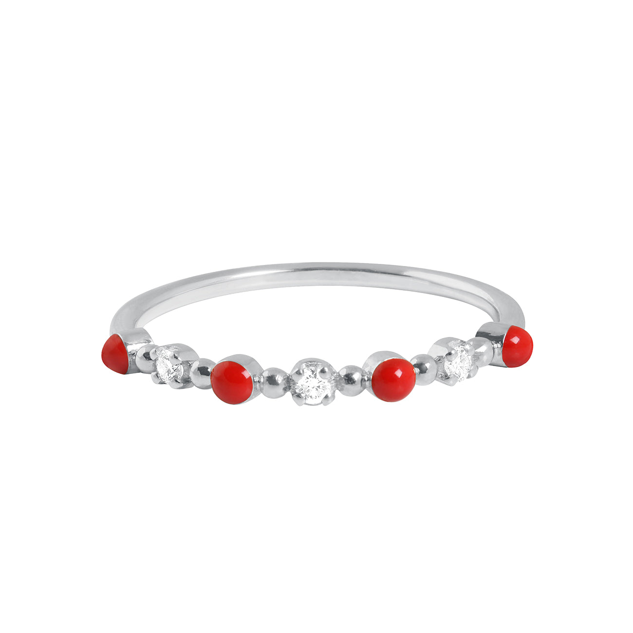 Bague coquelicot Classique Gigi, 3 diamants, or blanc, T 53