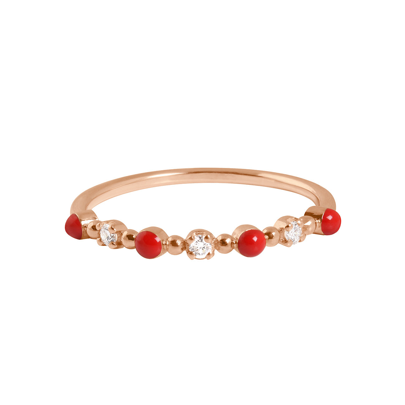 Bague coquelicot Classique Gigi, 3 diamants, or rose, T 53