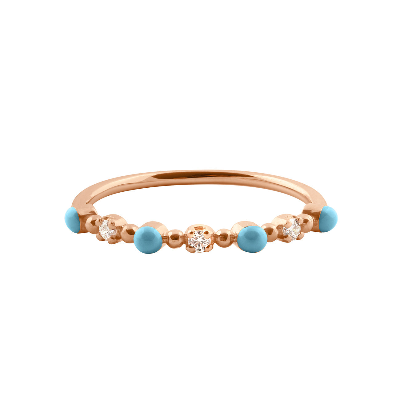 Bague turquoise Classique Gigi, 3 diamants, or rose, T 52