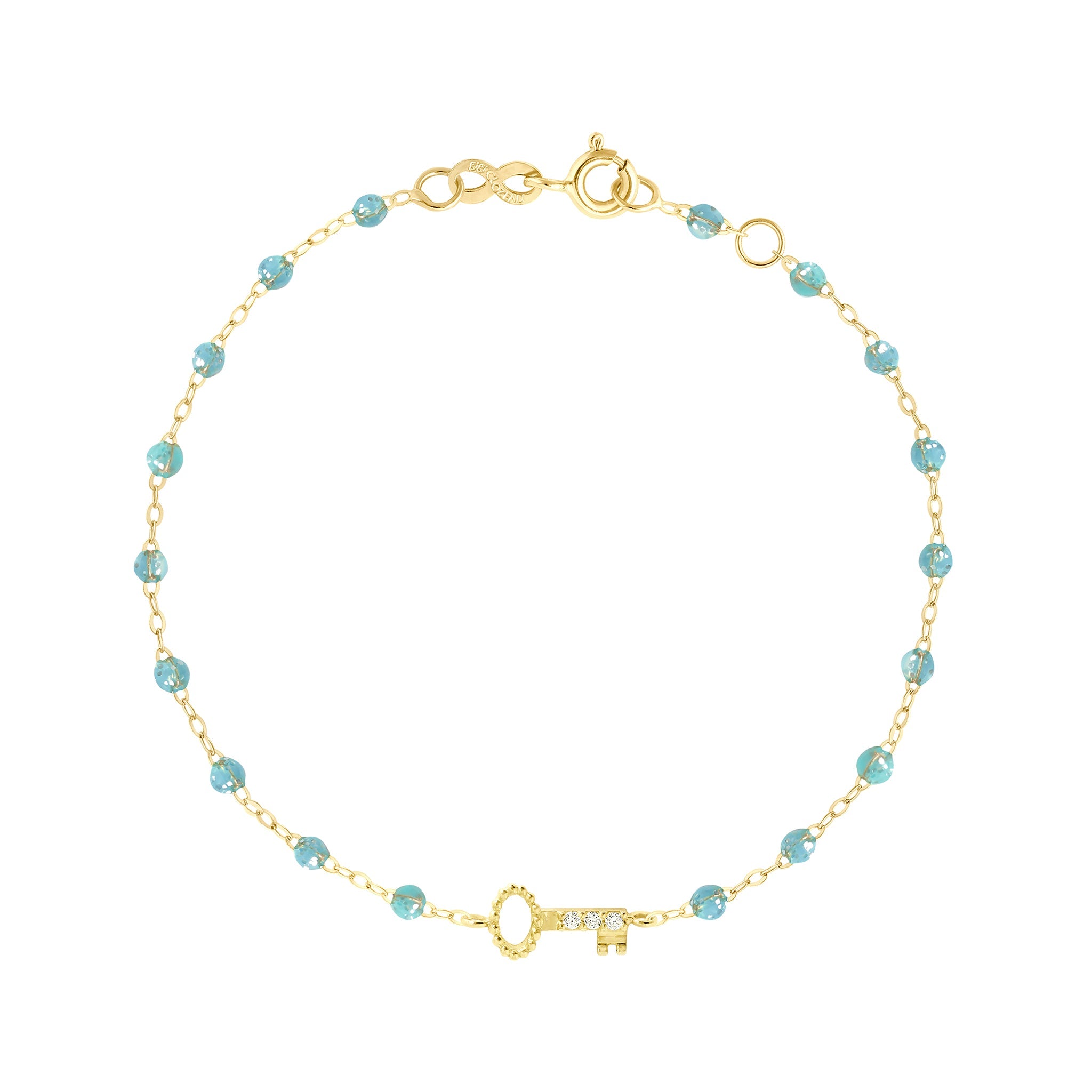 Bracelet aqua Clé diamants, or jaune, 17 cm