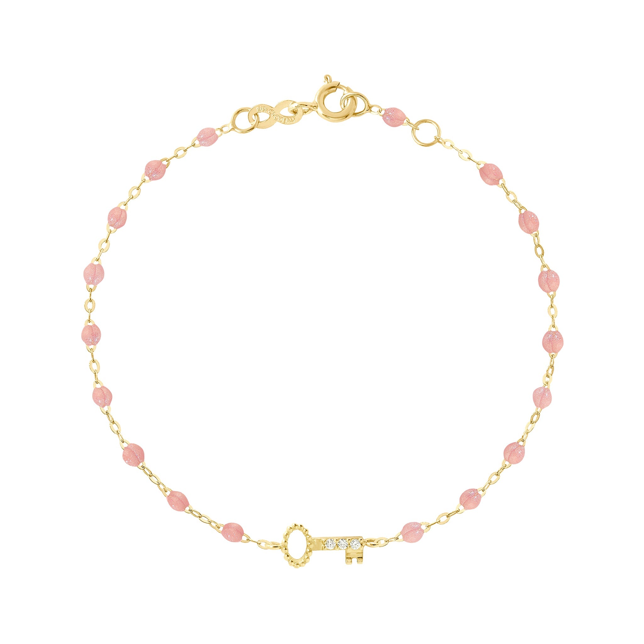 Bracelet blush Clé diamants, or jaune, 17 cm