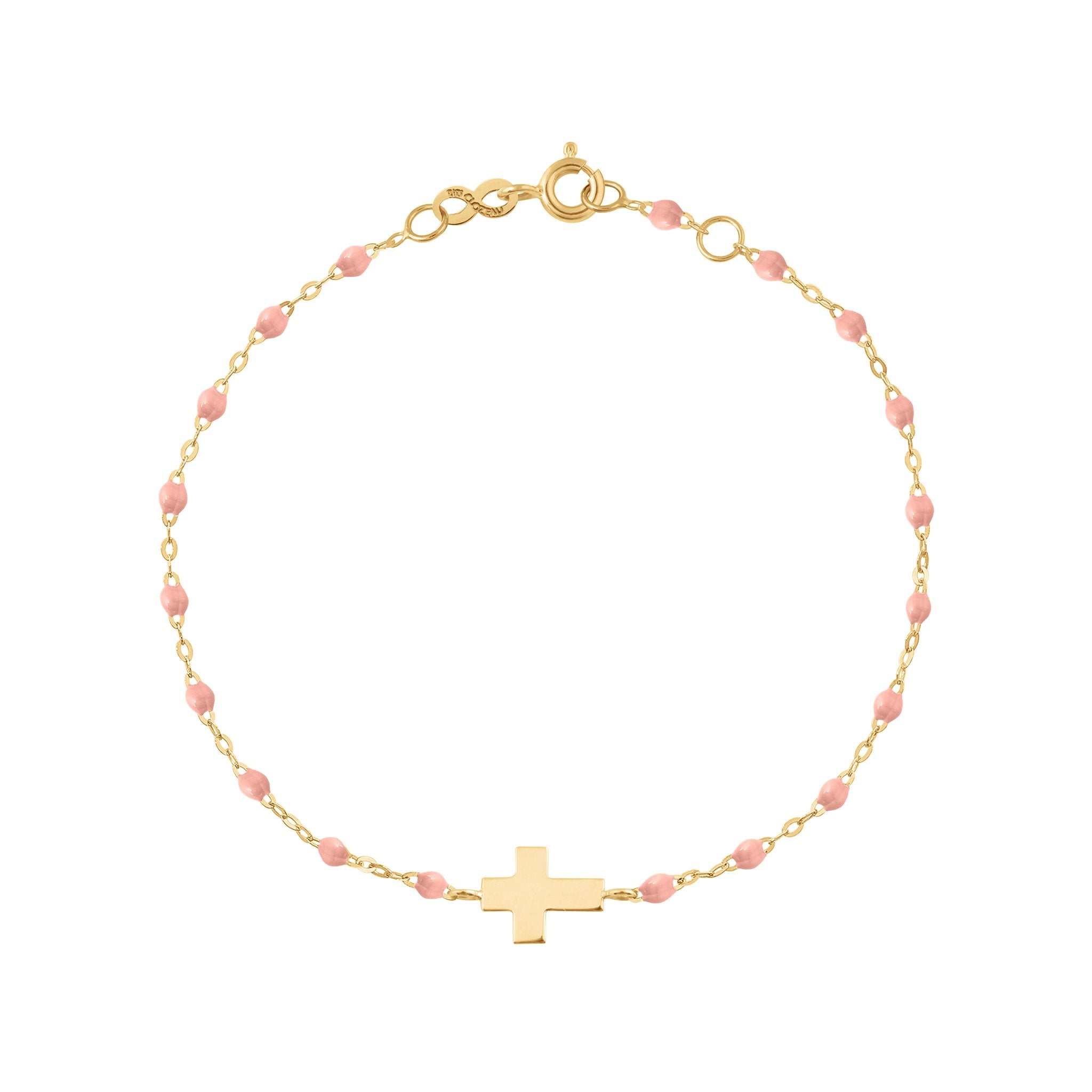 Bracelet rose bébé Croix, or jaune, 17cm