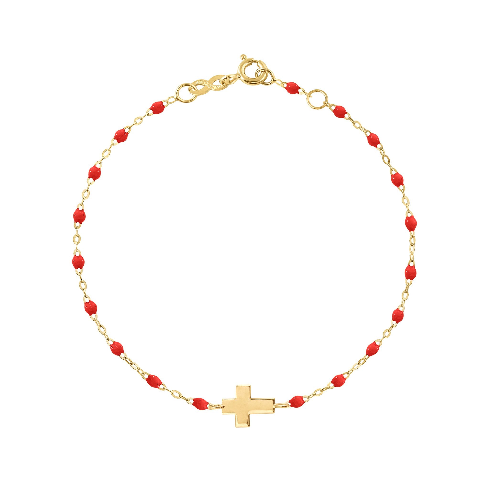 Bracelet coquelicot Croix, or jaune, 17cm