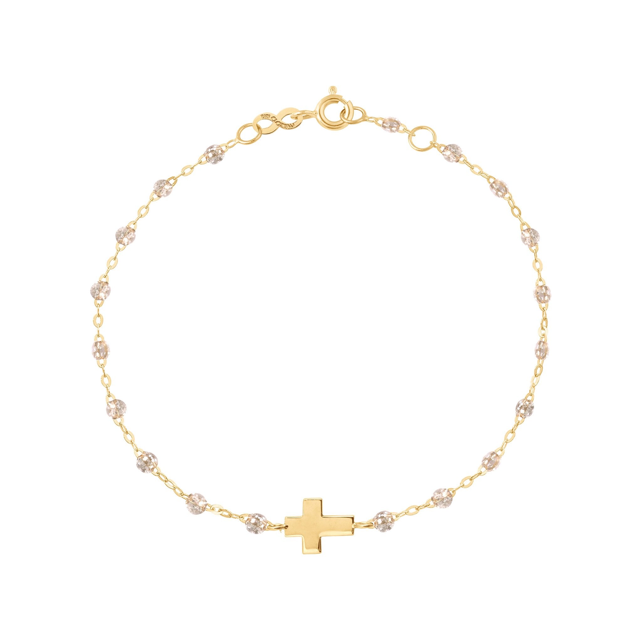 Bracelet sparkle Croix, or jaune, 17cm