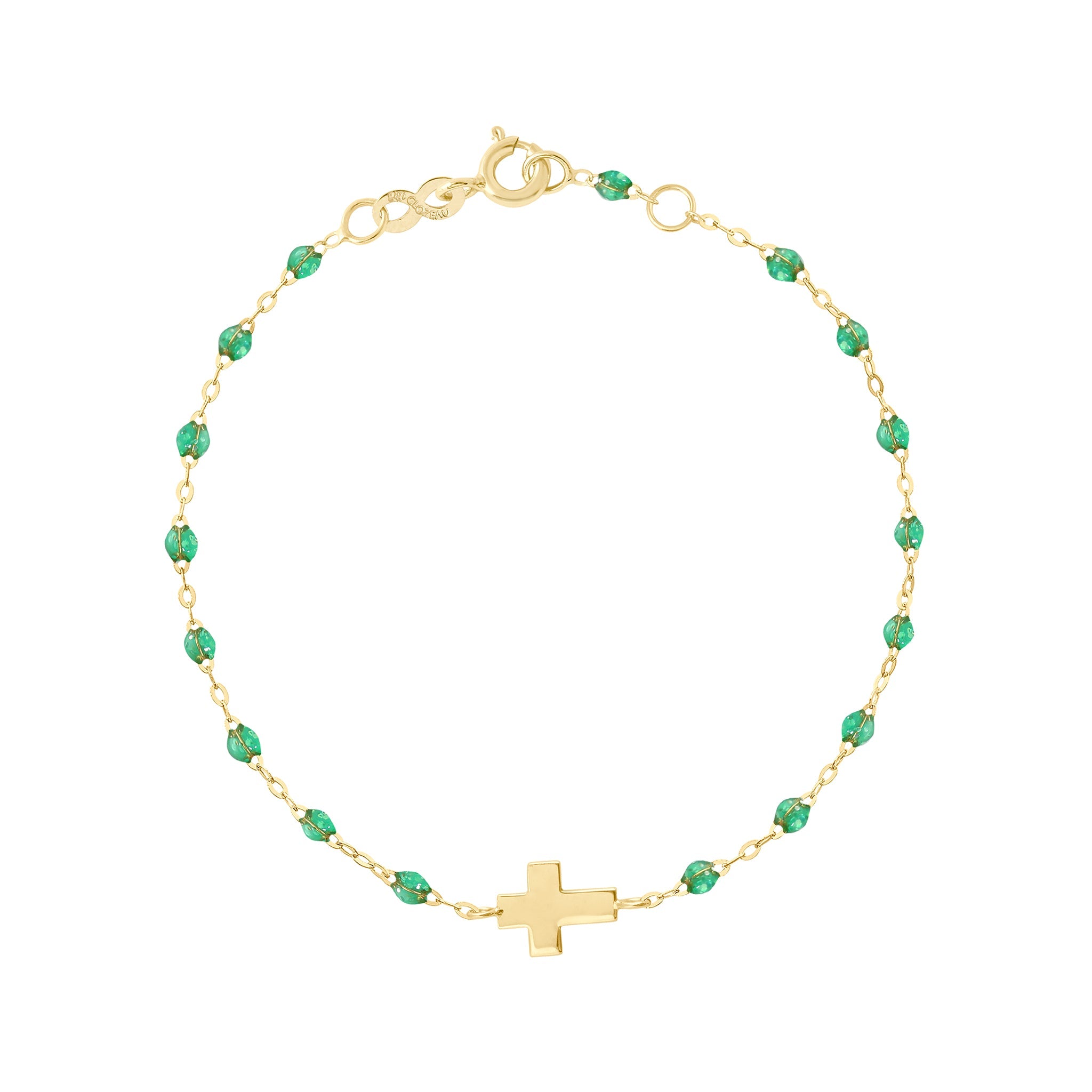 Bracelet menthe Croix, or jaune, 17cm madone Référence :  b3co001j6017xx -1