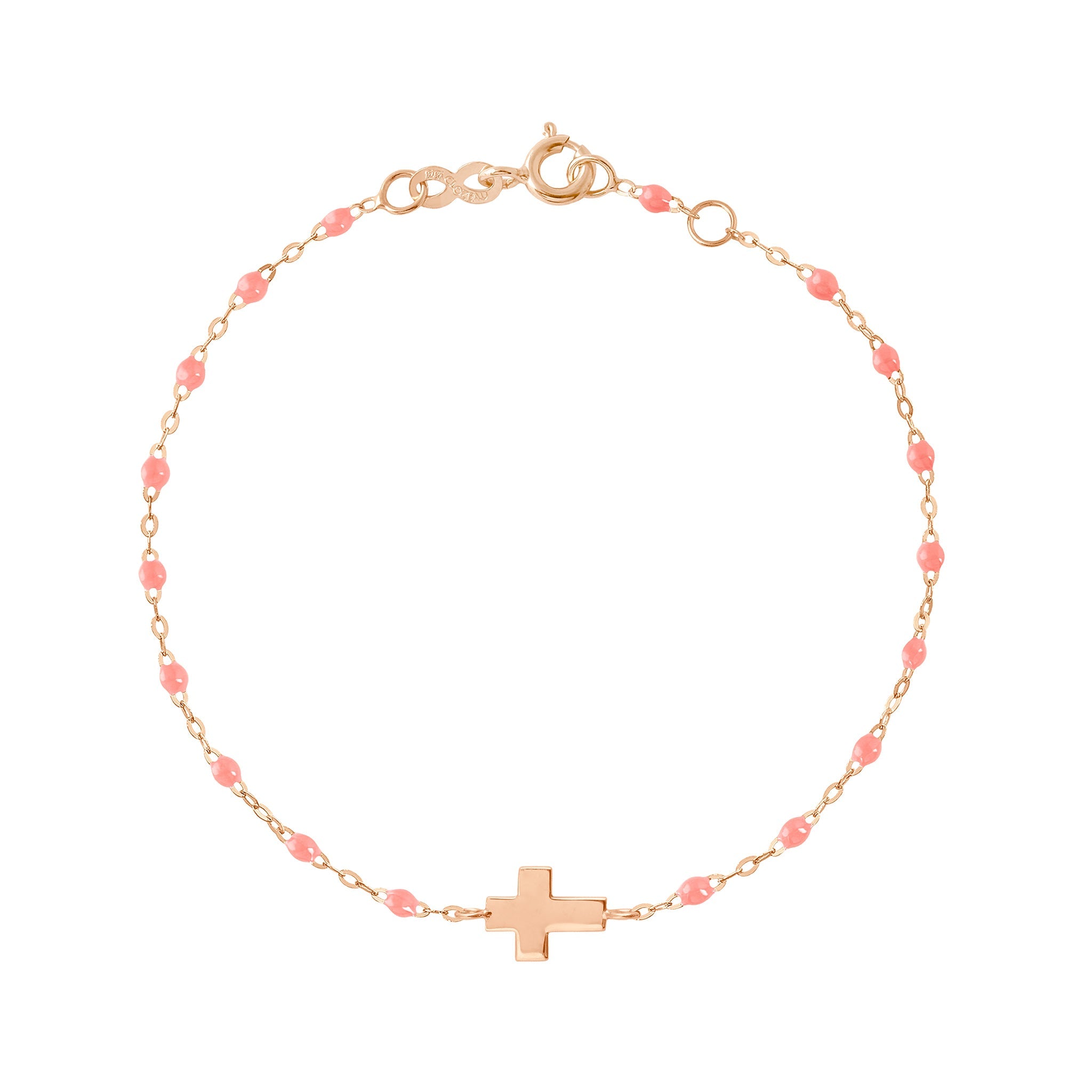 Bracelet enfant fuchsia Croix , or rose, 15 cm