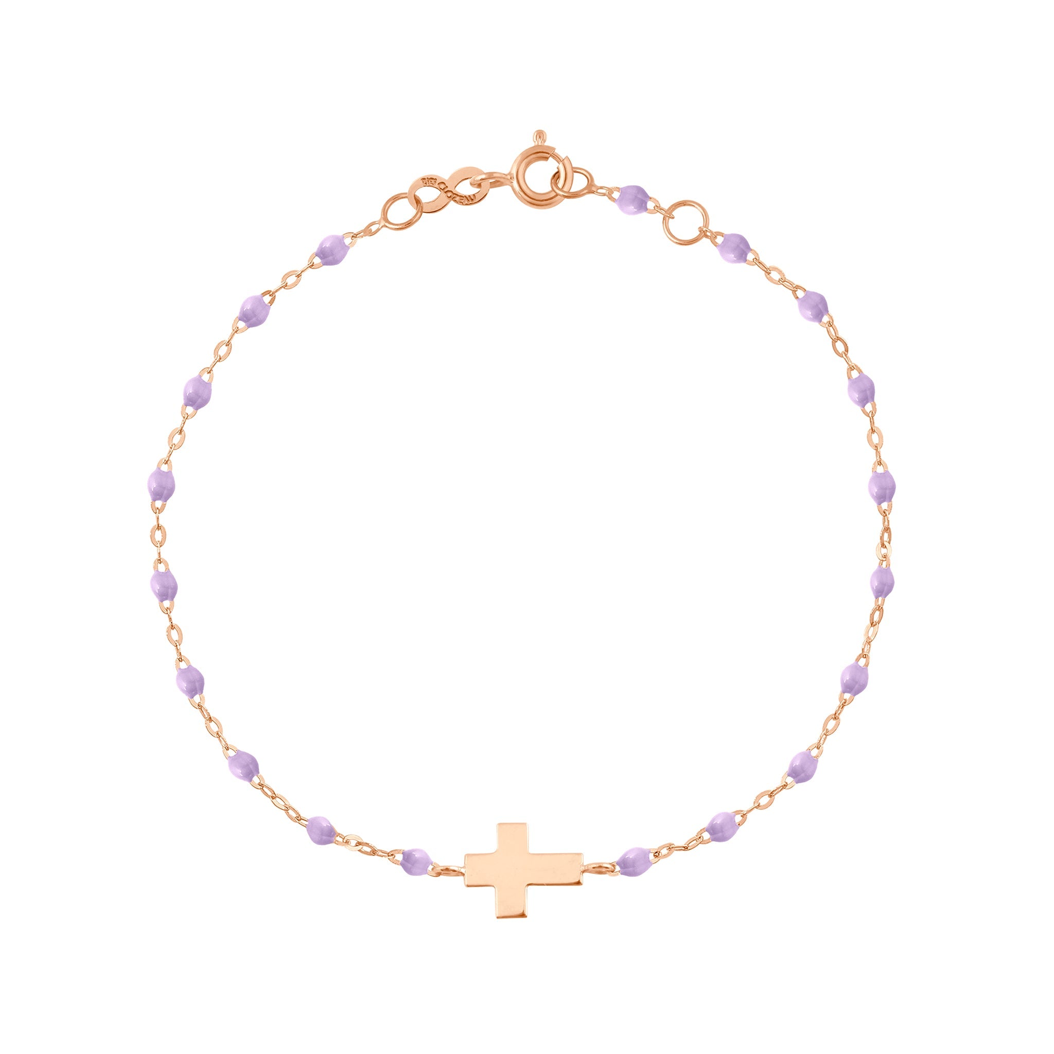 Bracelet enfant parme Croix, or rose, 15 cm