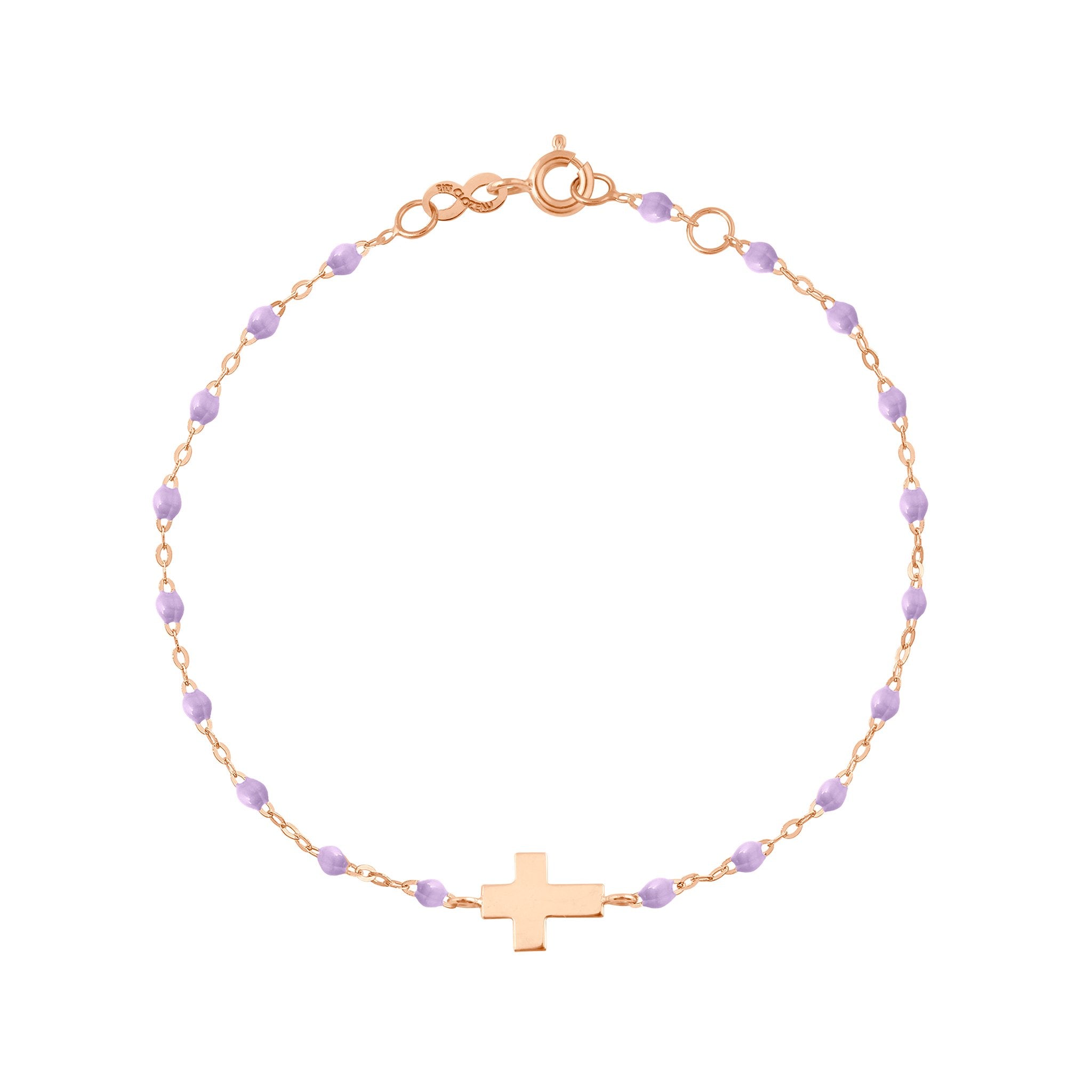 Bracelet parme Croix, or rose, 17cm