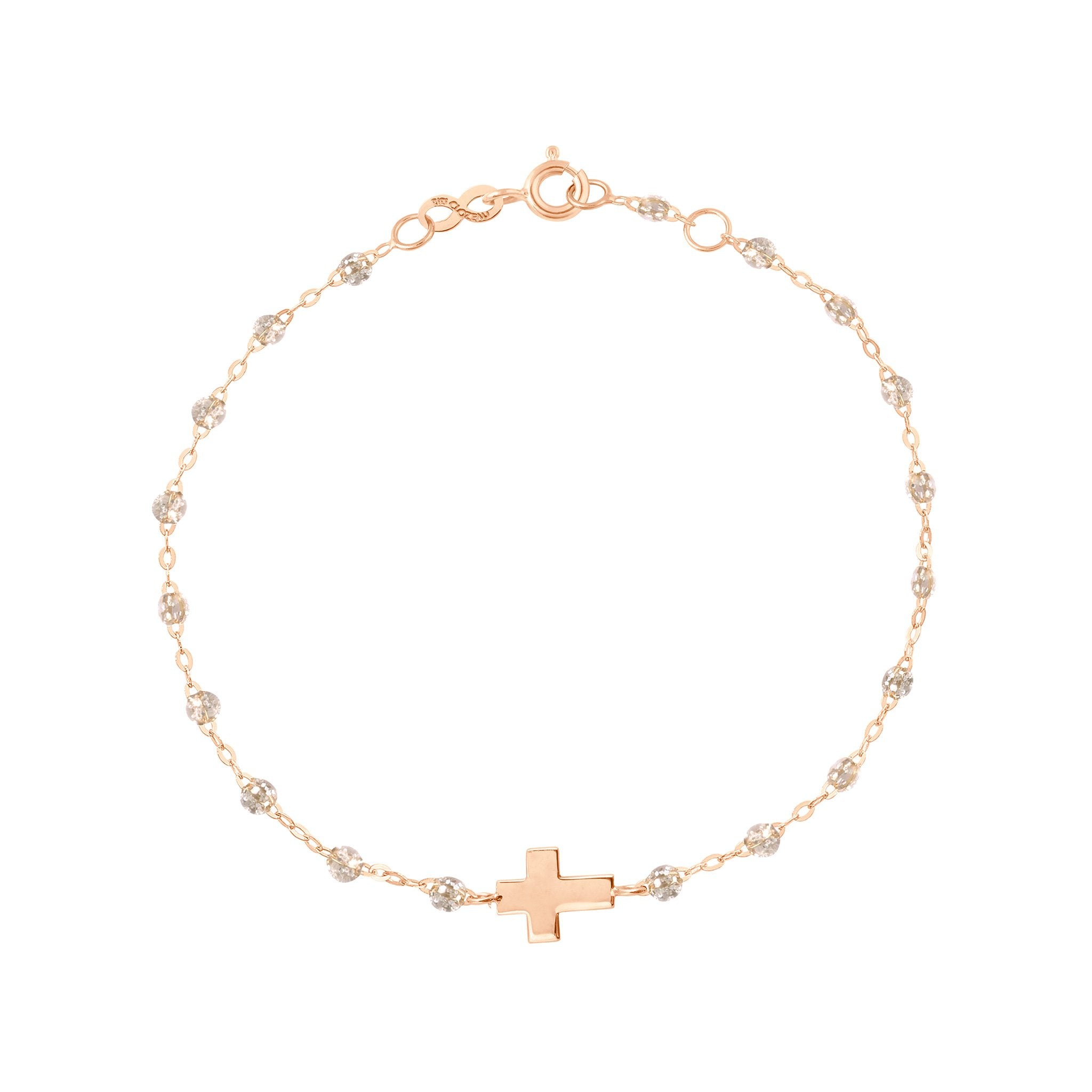 Bracelet sparkle Croix, or rose, 17cm