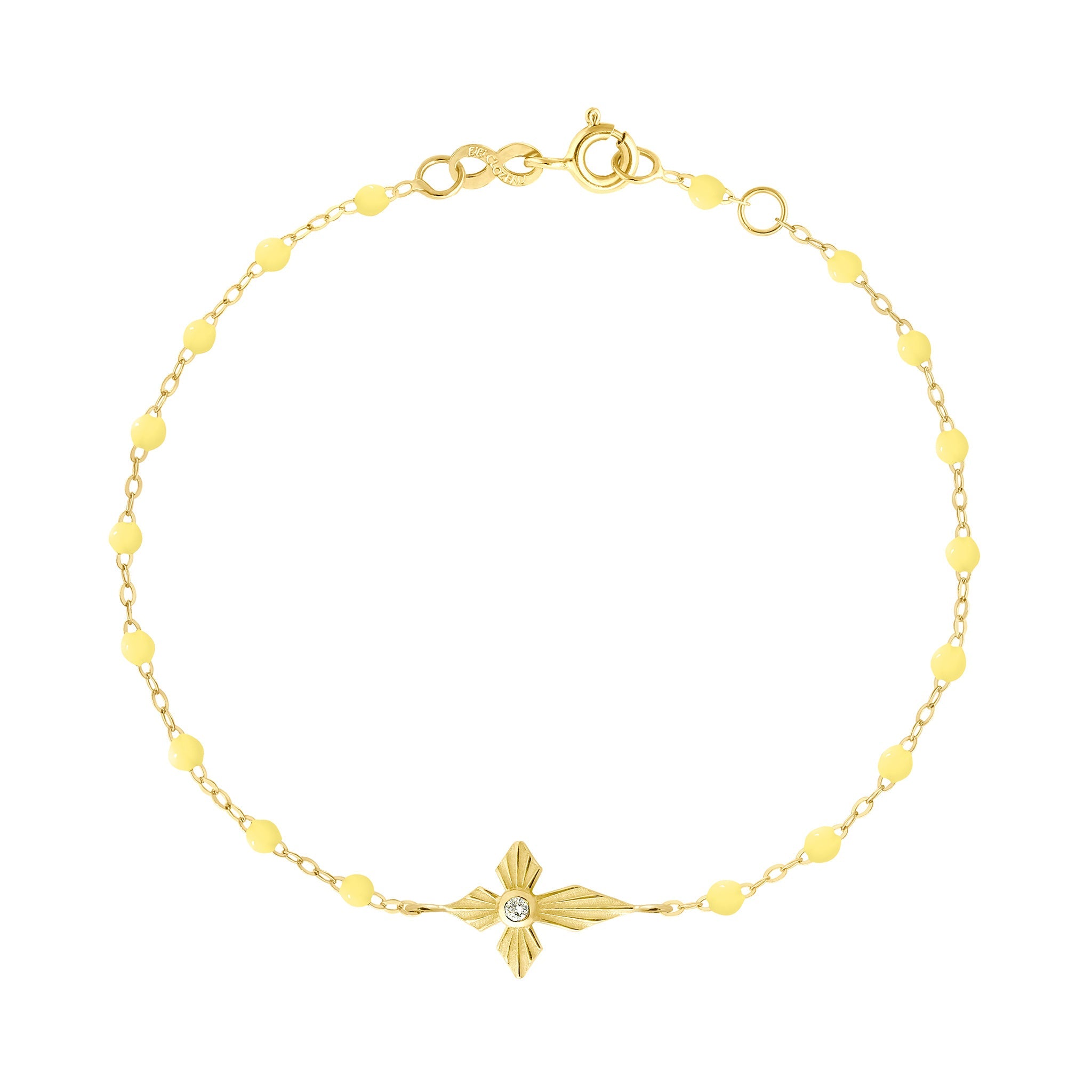 Bracelet mimosa Croix Lumière, diamant, or jaune, 17 cm