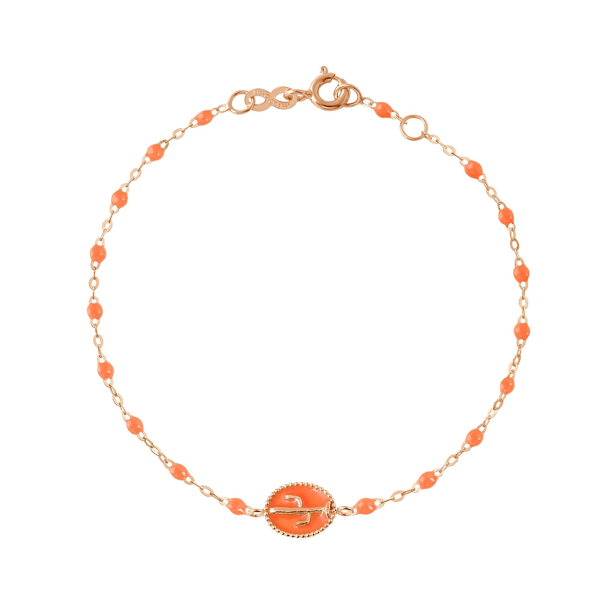 Bracelet Cactus résine orange fluo, or rose