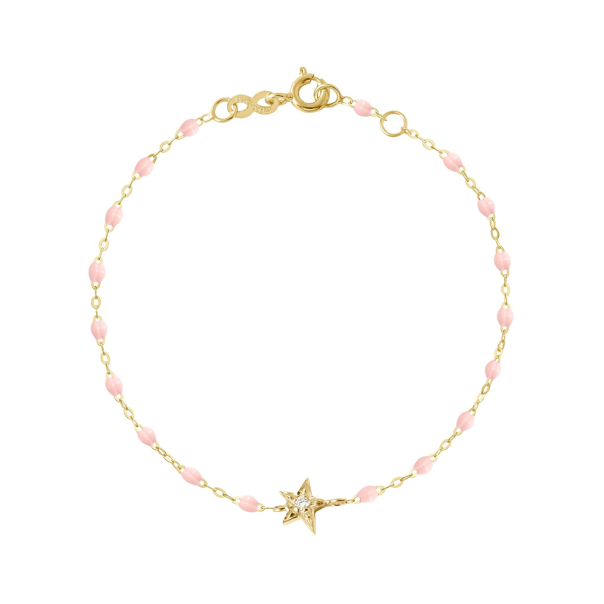 Bracelet rose bébé Etoile diamant, or jaune, 17 cm