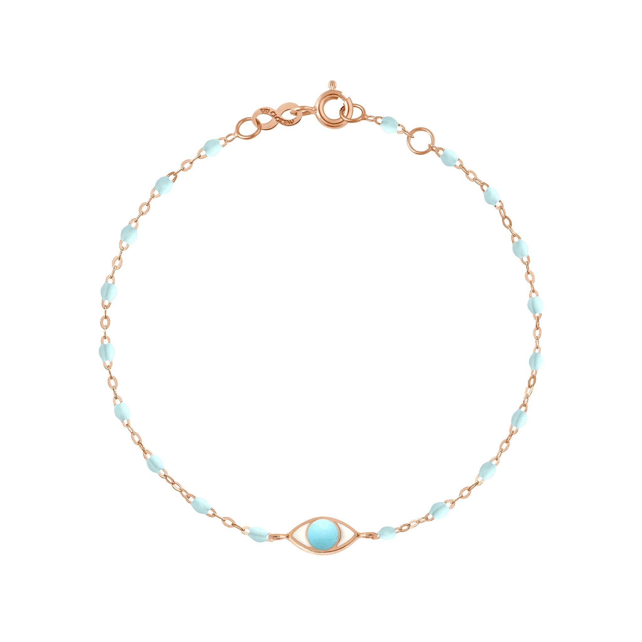 Bracelet Classique Gigi Eye bleu layette, or rose, 17 cm