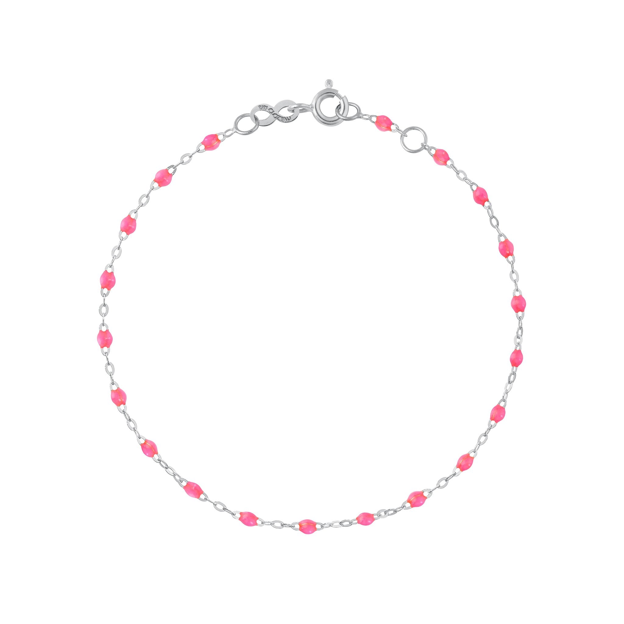 Bracelet rose fluo Classique Gigi, or blanc, 17 cm