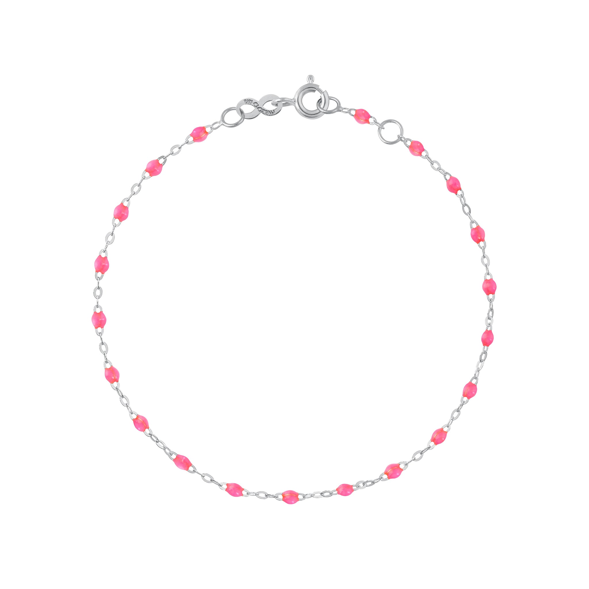 Bracelet cheville rose fluo Classique Gigi, or blanc, 24 cm