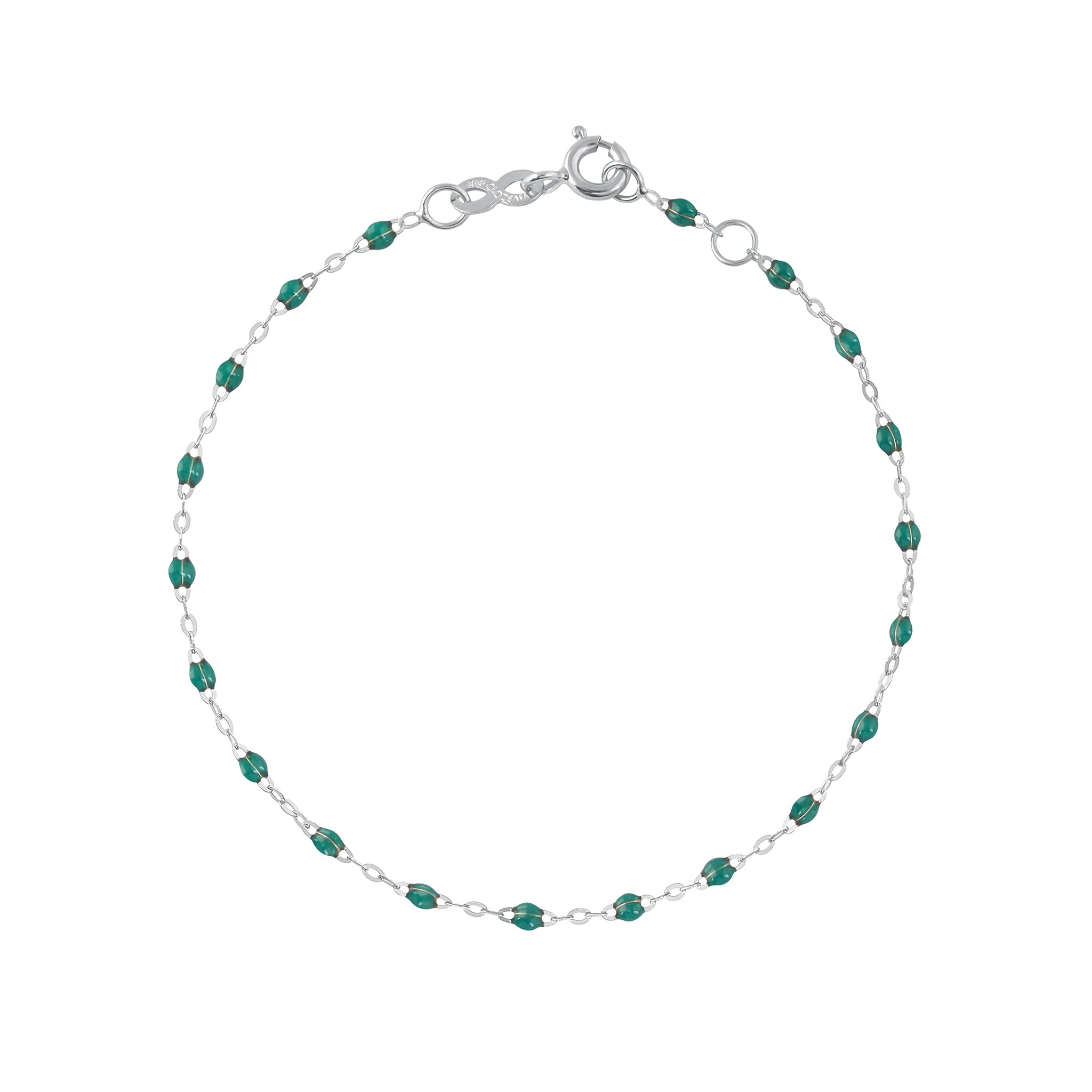 Bracelet cheville émeraude Classique Gigi, or blanc, 24 cm