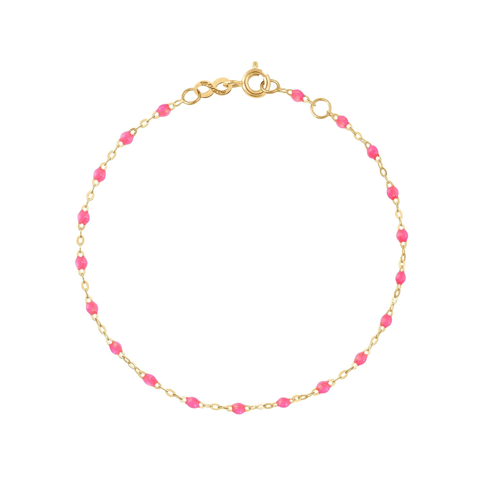 Bracelet rose fluo Classique Gigi, or jaune, 15 cm