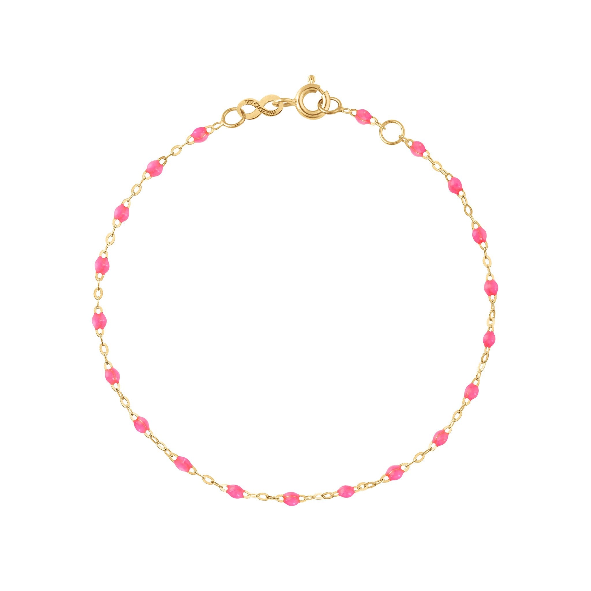 Bracelet rose fluo Classique Gigi, or jaune, 17 cm