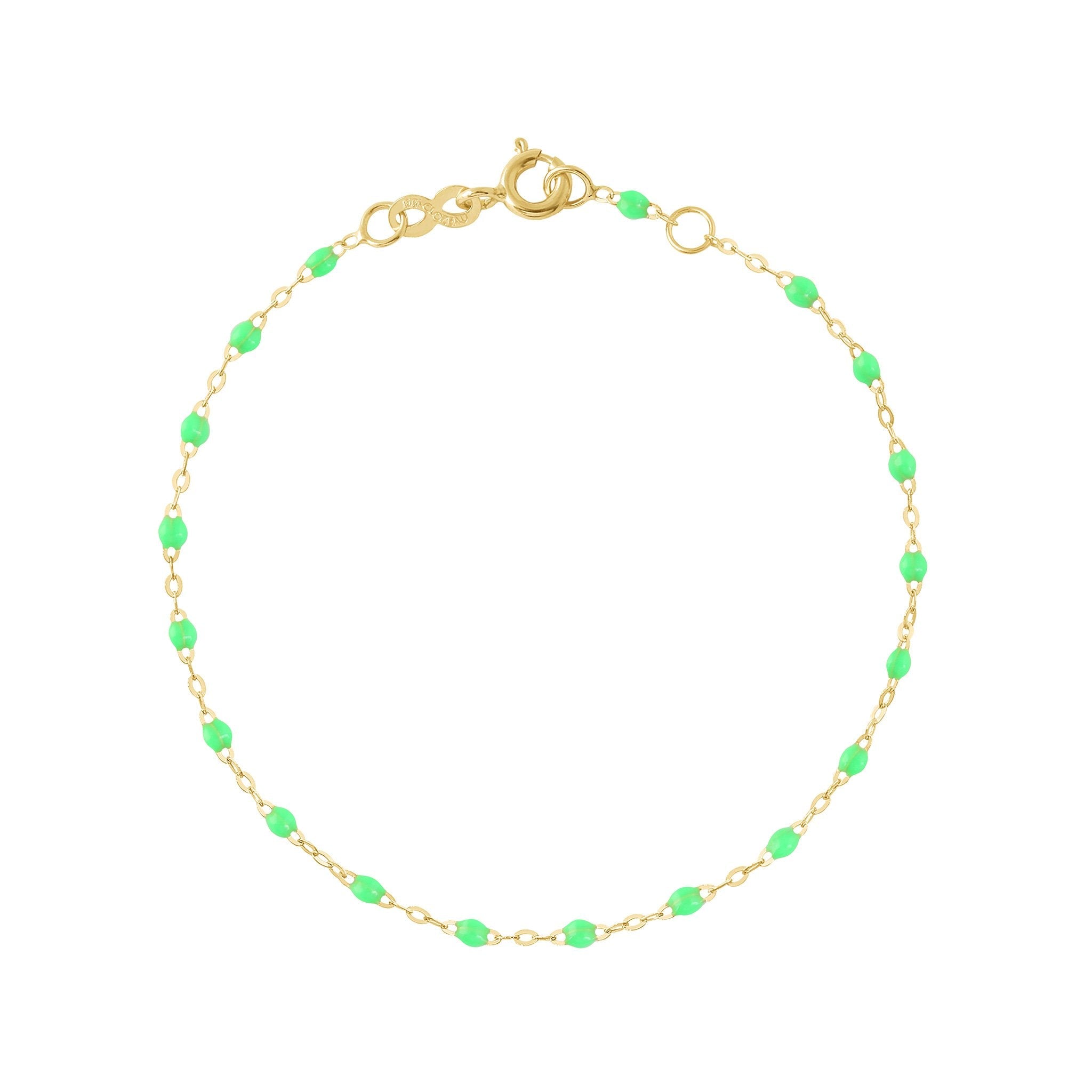 Bracelet vert fluo Classique Gigi, or jaune, 19 cm